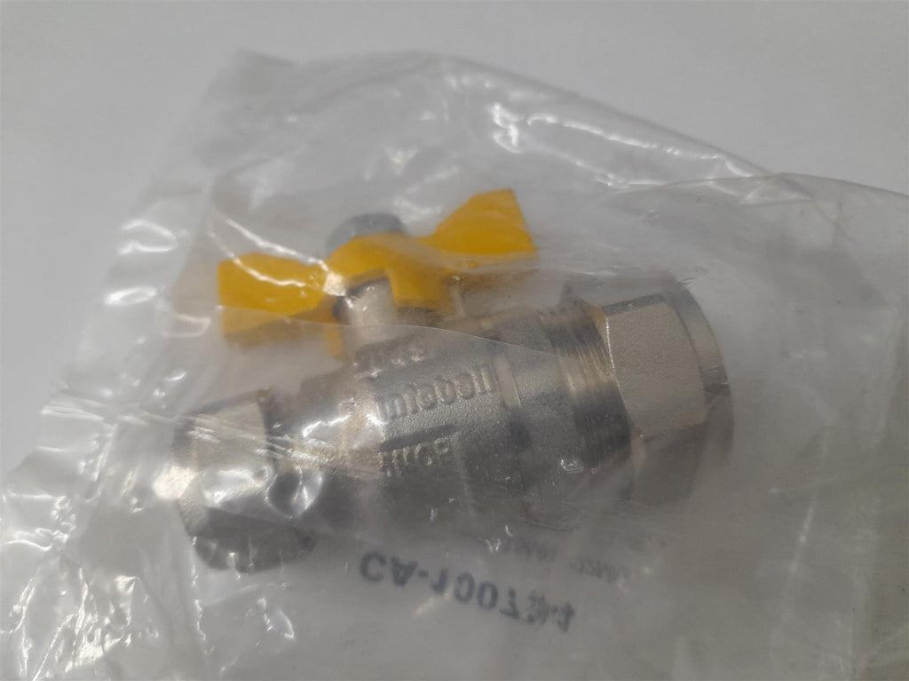 Yellow Butterfly Gas Ball Valve 15mm x 22mm
