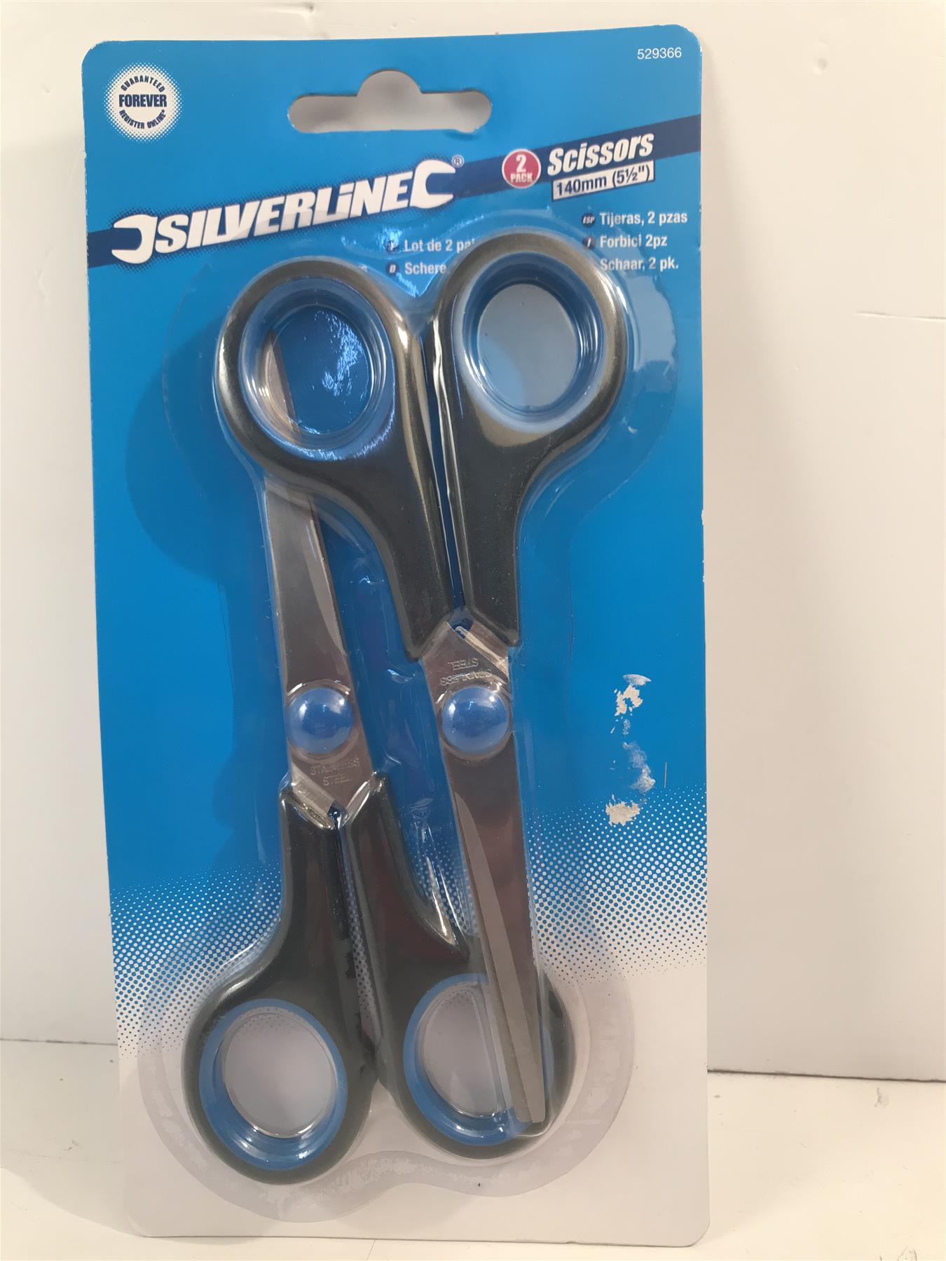 Silverline 529366 Stainless Steel Soft-Grip Craft Scissors 140mm Pack of 2