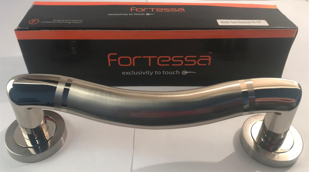 Fortessa  FACSTO-SN/NP Stockholm Door Handle Satin Nickel/Nickel Polished