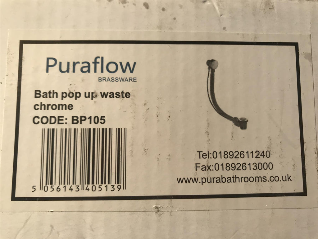 Puraflow Bath pop up waste chrome BP105