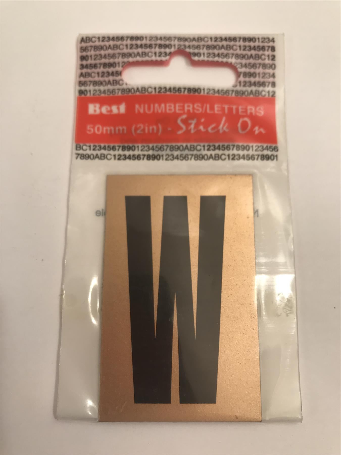 Best Gold/Black Letter W Self Adhesive 1" x 2"