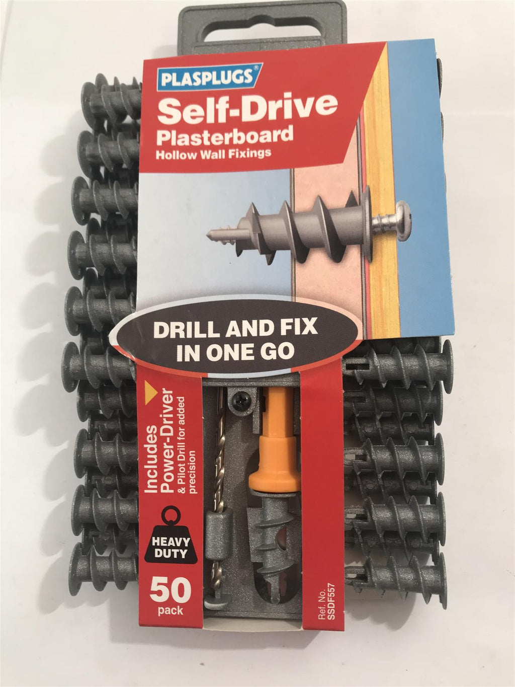 Plasterboard Hollow Wall Fixings Includes Power-Driver & Pilot Drill SSDF557