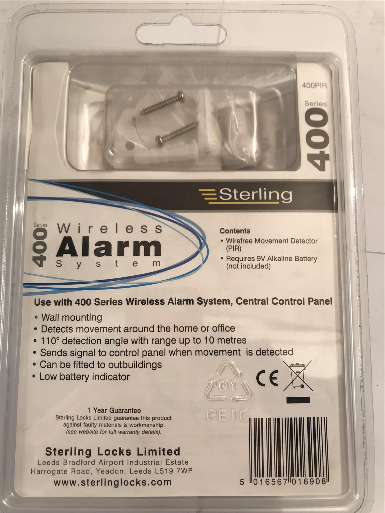 Sterling - Wireless Alarm Movement Detector for use with 400 Series  400PIR
