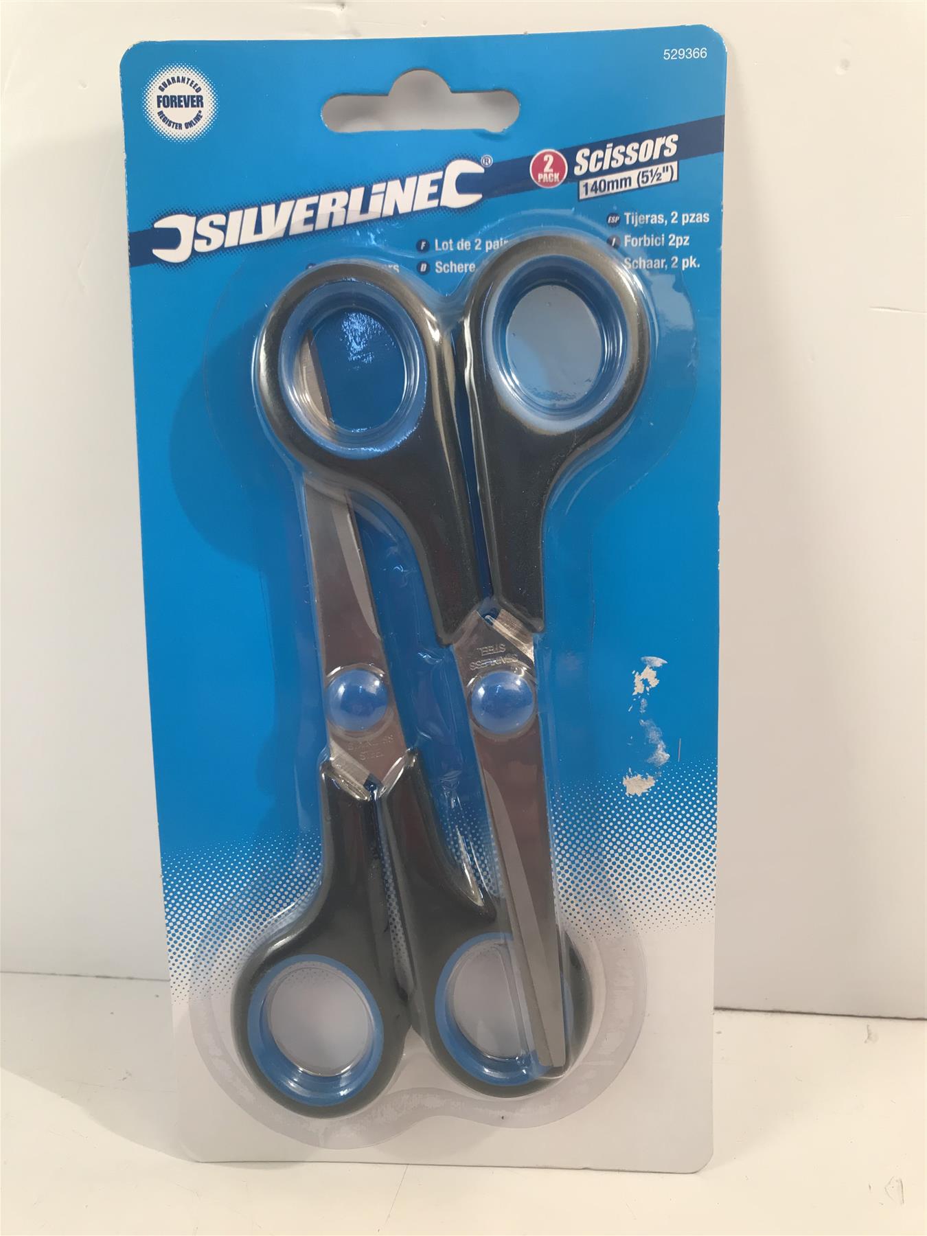 Silverline 529366 Stainless Steel Soft-Grip Craft Scissors 140mm Pack of 2
