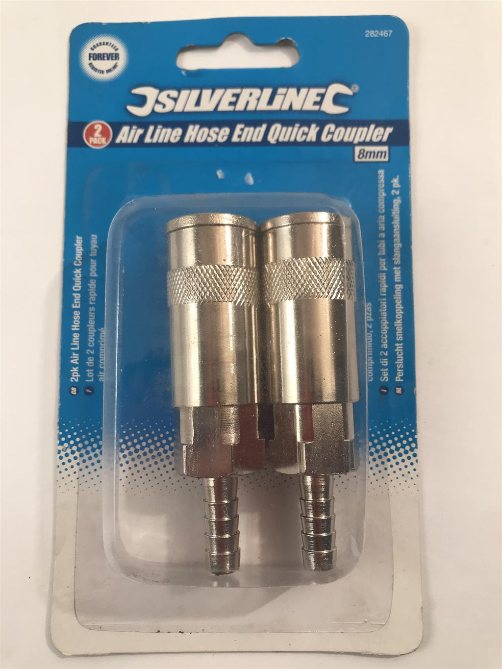 Silverline 2pk Air Line Hose End Quick Coupler 8mm  282467