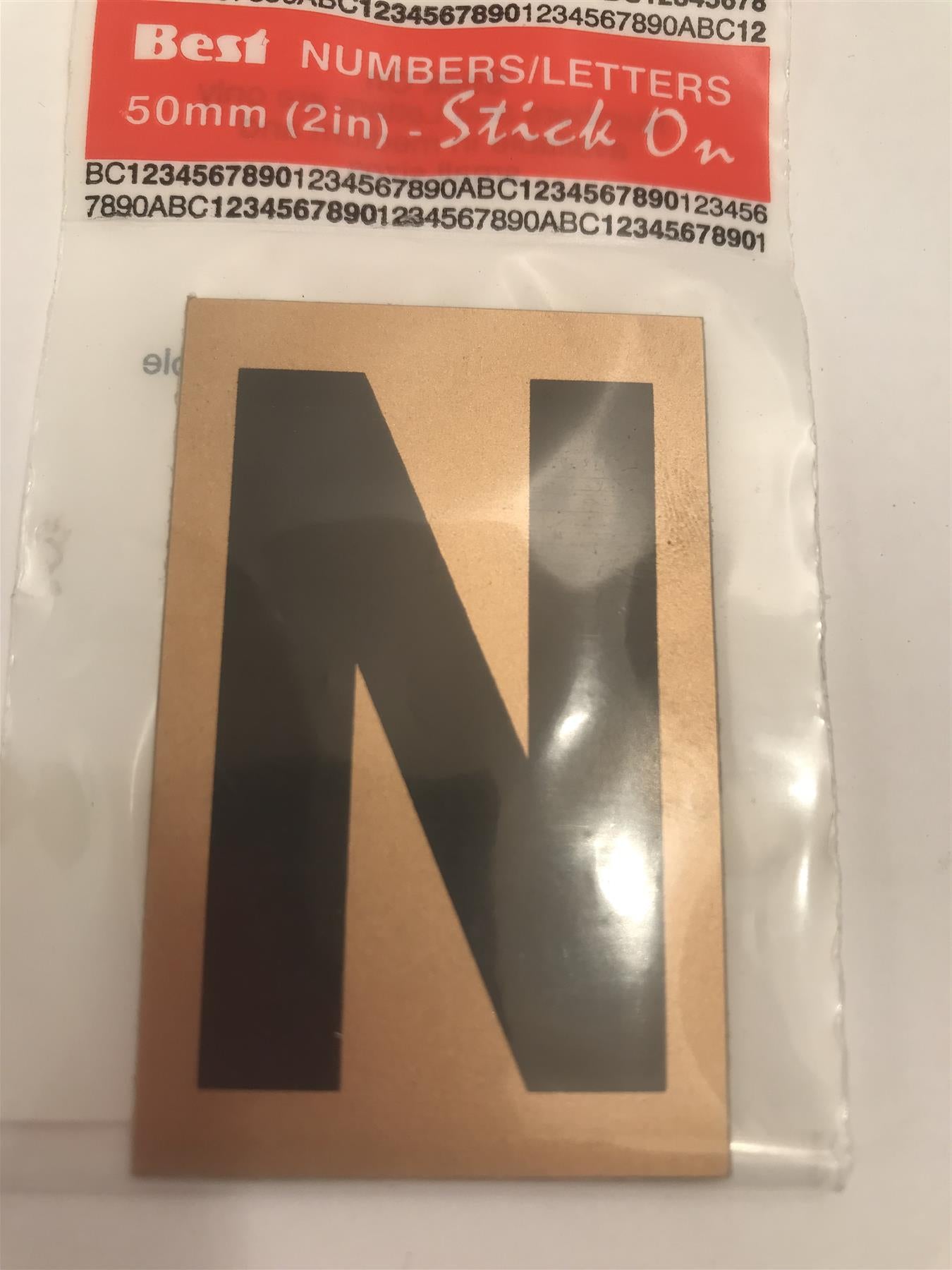Best Gold/Black Letter N Self Adhesive 1" x 2"