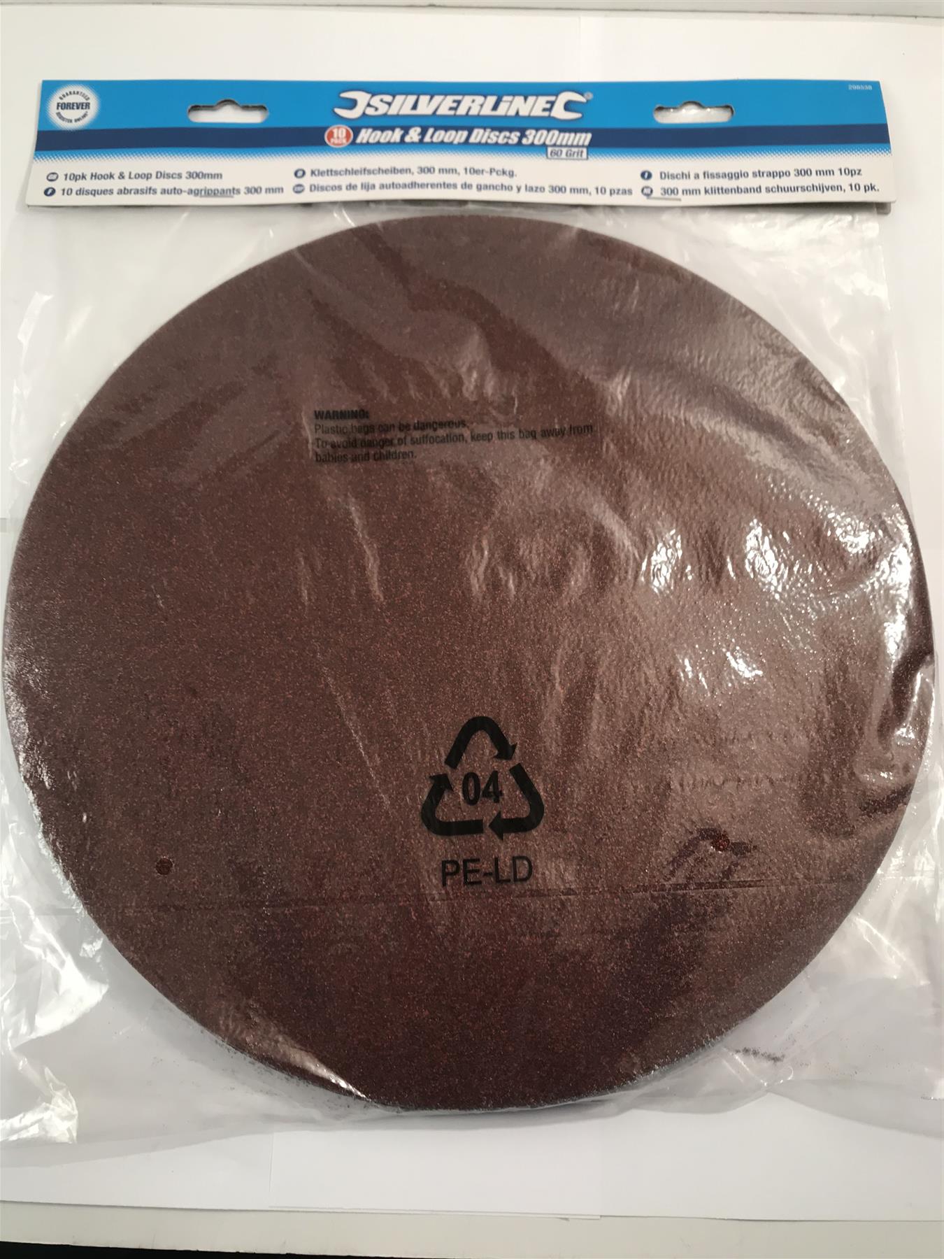 Silverline 298538 Hook and Loop Discs 300 mm 60 Grit - Pack of 10
