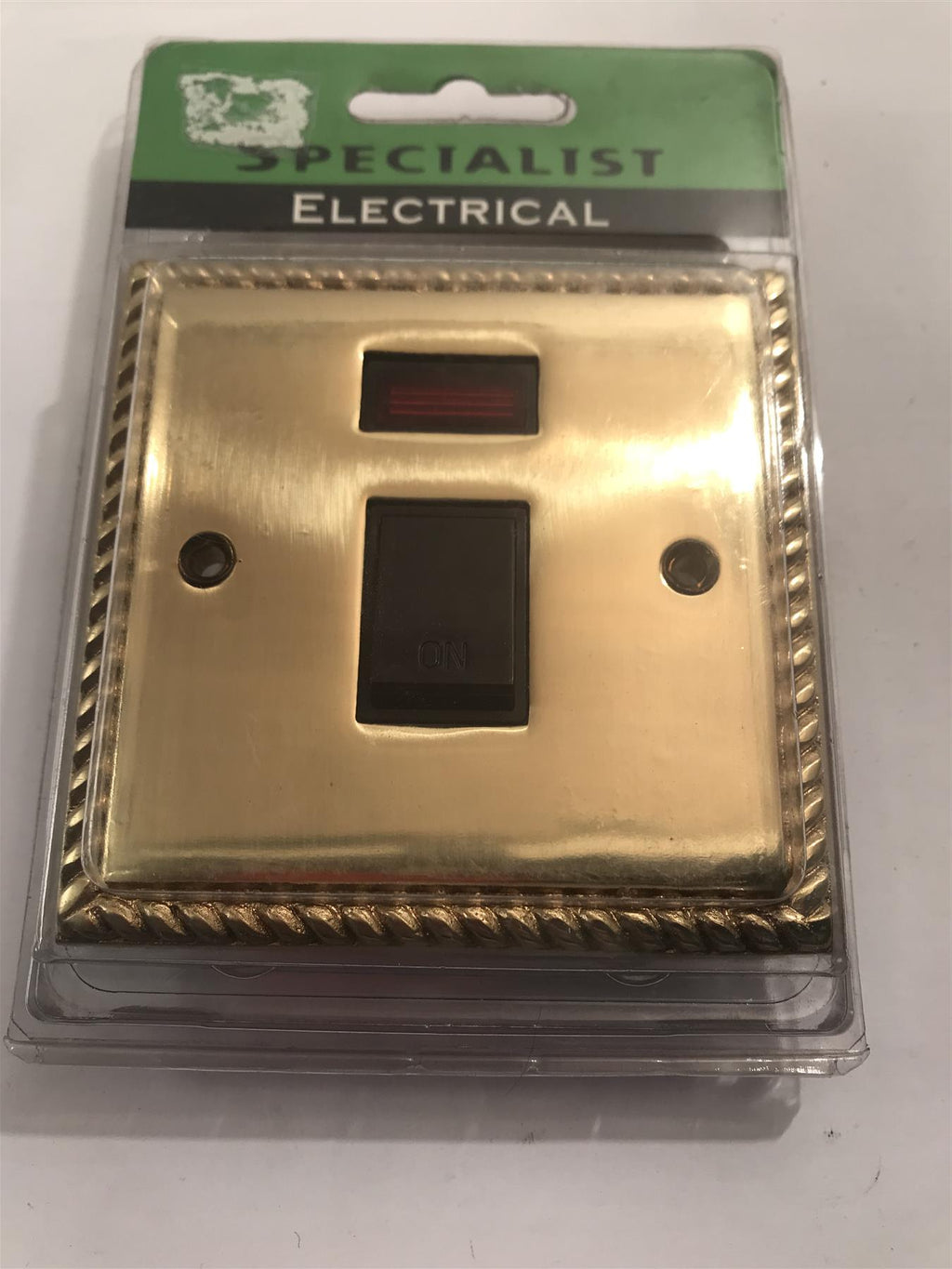 Specialist 20A Double Pole Switch & Neon Georgian Cast Black Insert  SEGC14B
