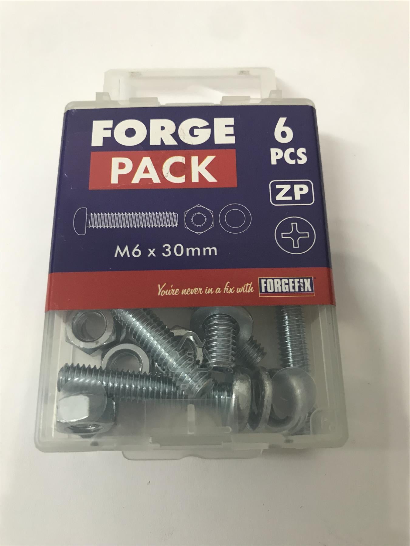 Forgefix FPMSPH630 Machine Screw Pozi Pan Head ZP M6 x 30mm Forge Pack 6