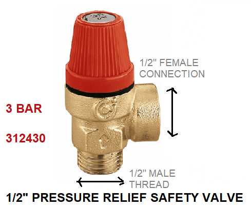 NEW Caleffi Safety Relief Valve 1/2" 3 Bar 312430 MALE FEMALE