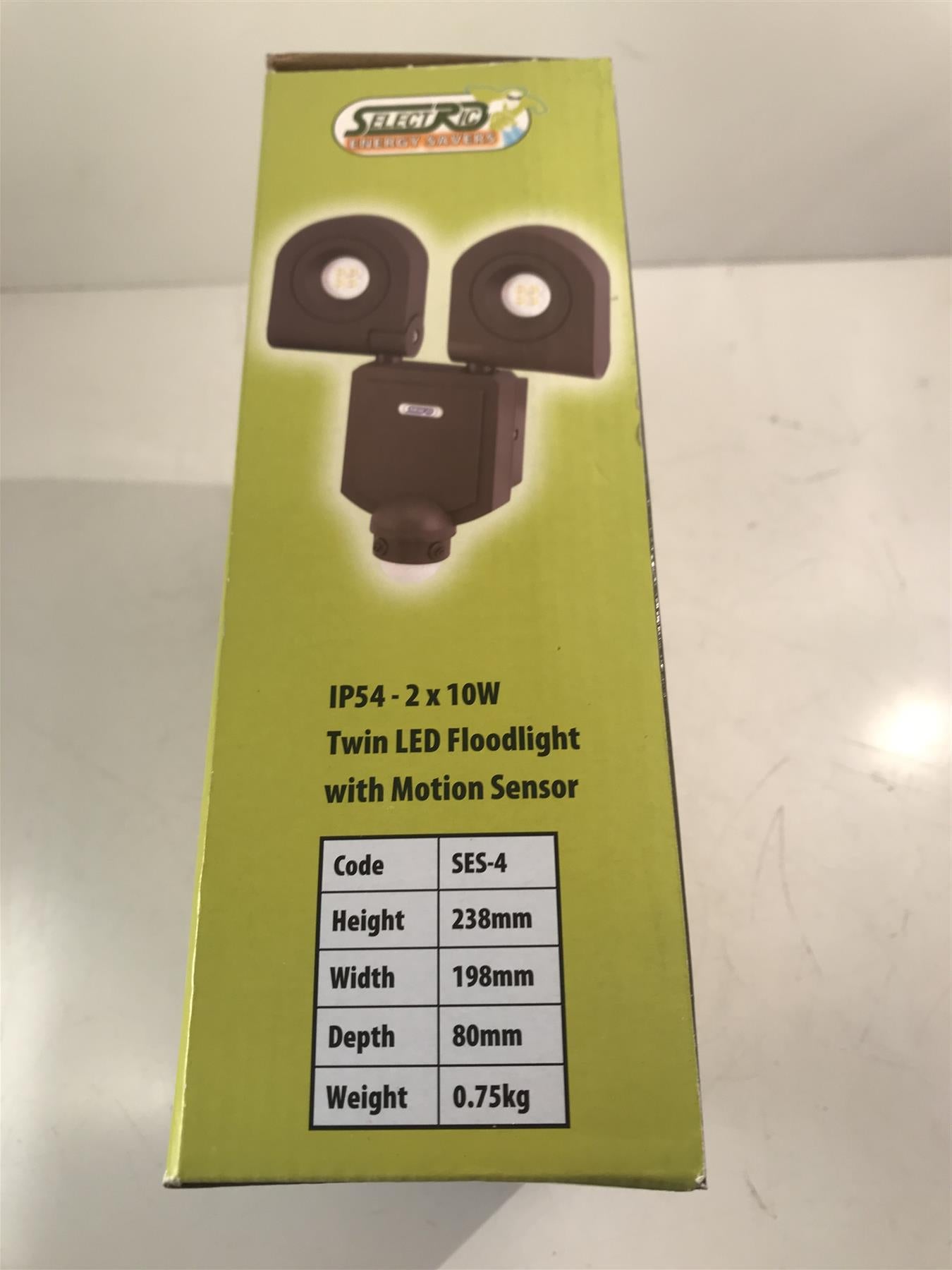 Selectric SES-10 IP54 2 x 10W Twin LED Floodlight with motion sensor black