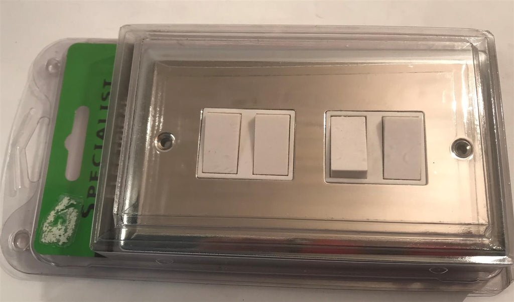 Specialist 4 Gang 4 Way Switch Polished Chrome White Insert SEC04W