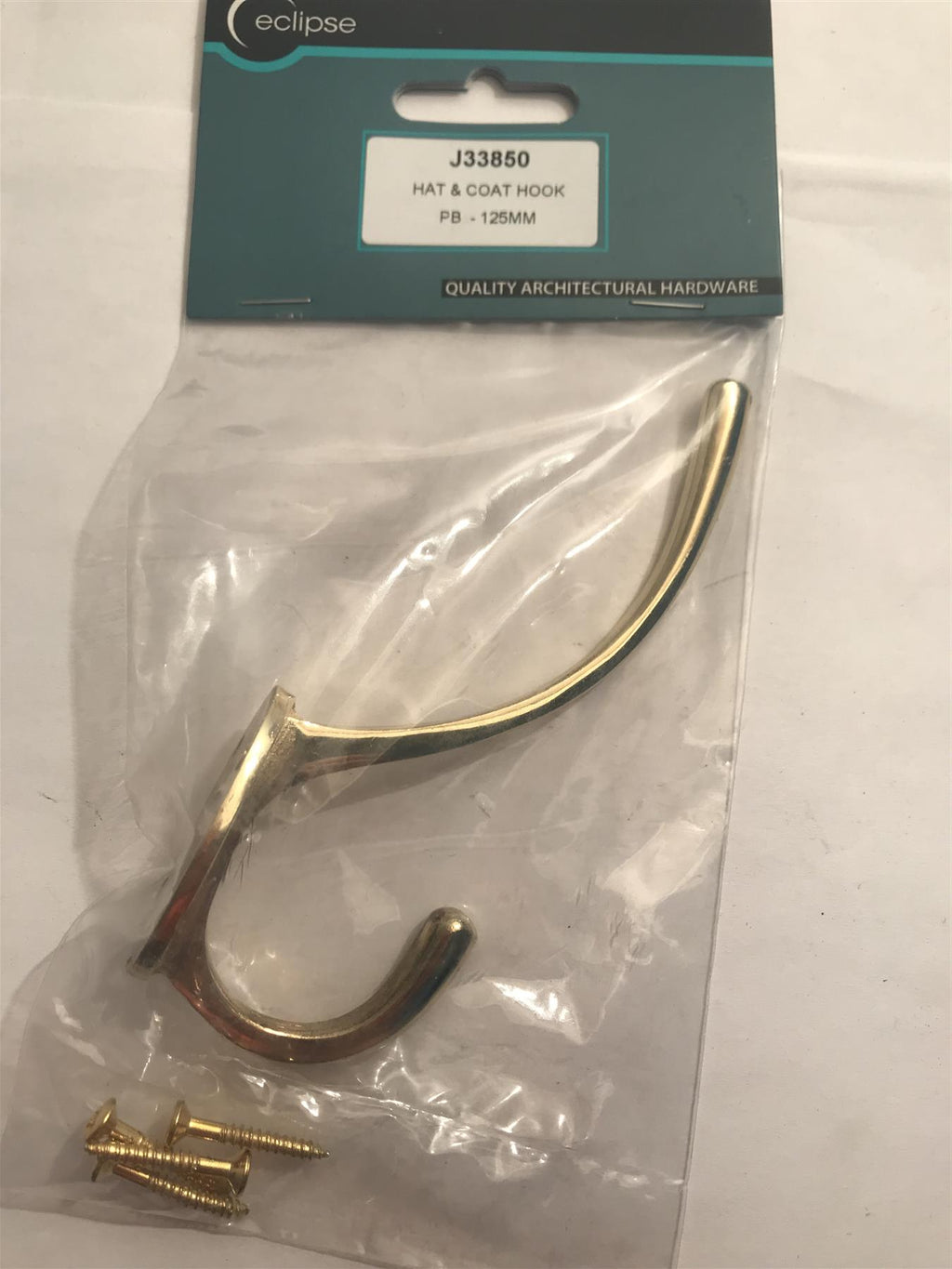 Eclipse Hat & Coat Hook Polished Brass 125mm  J33850