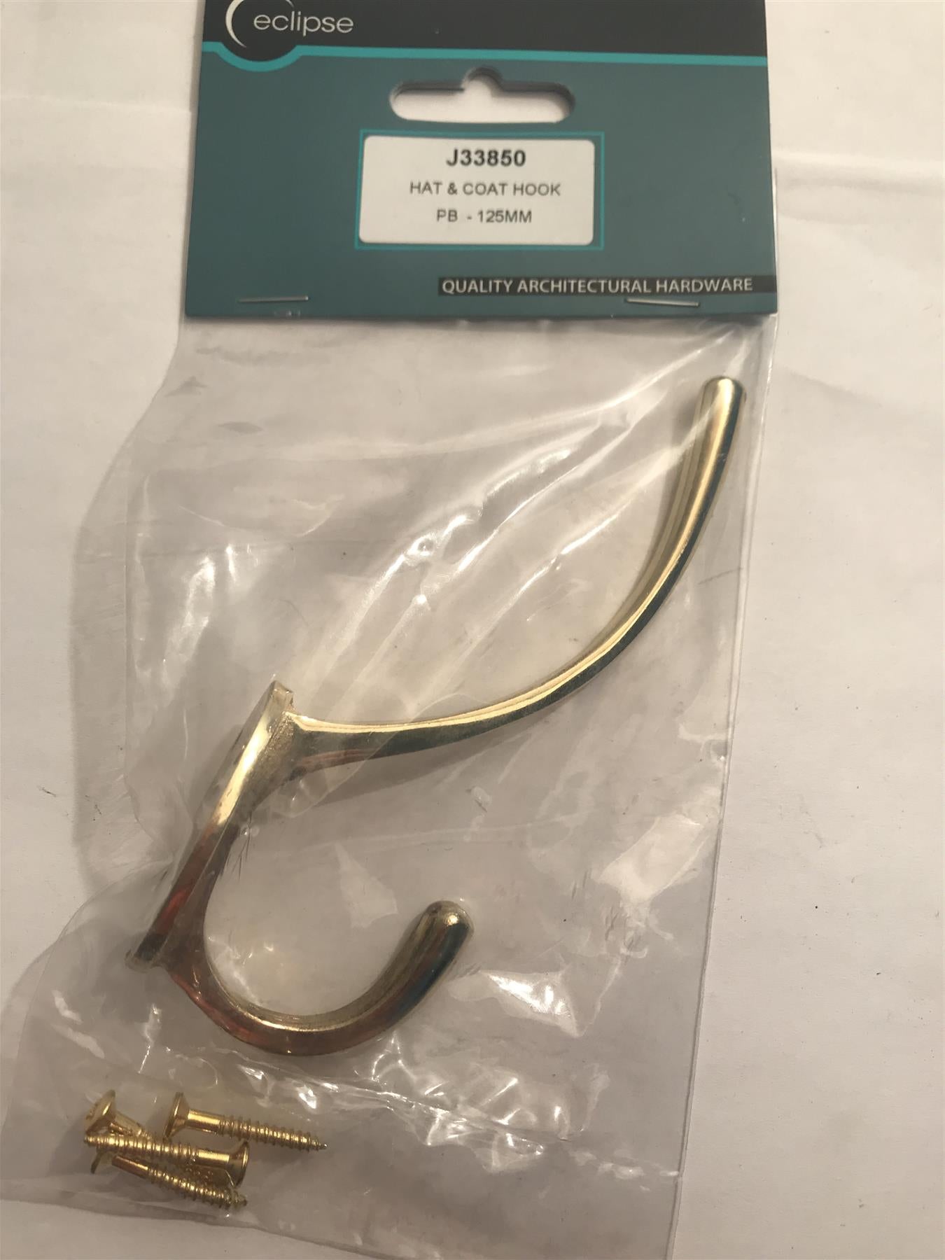 Eclipse Hat & Coat Hook Polished Brass 125mm  J33850