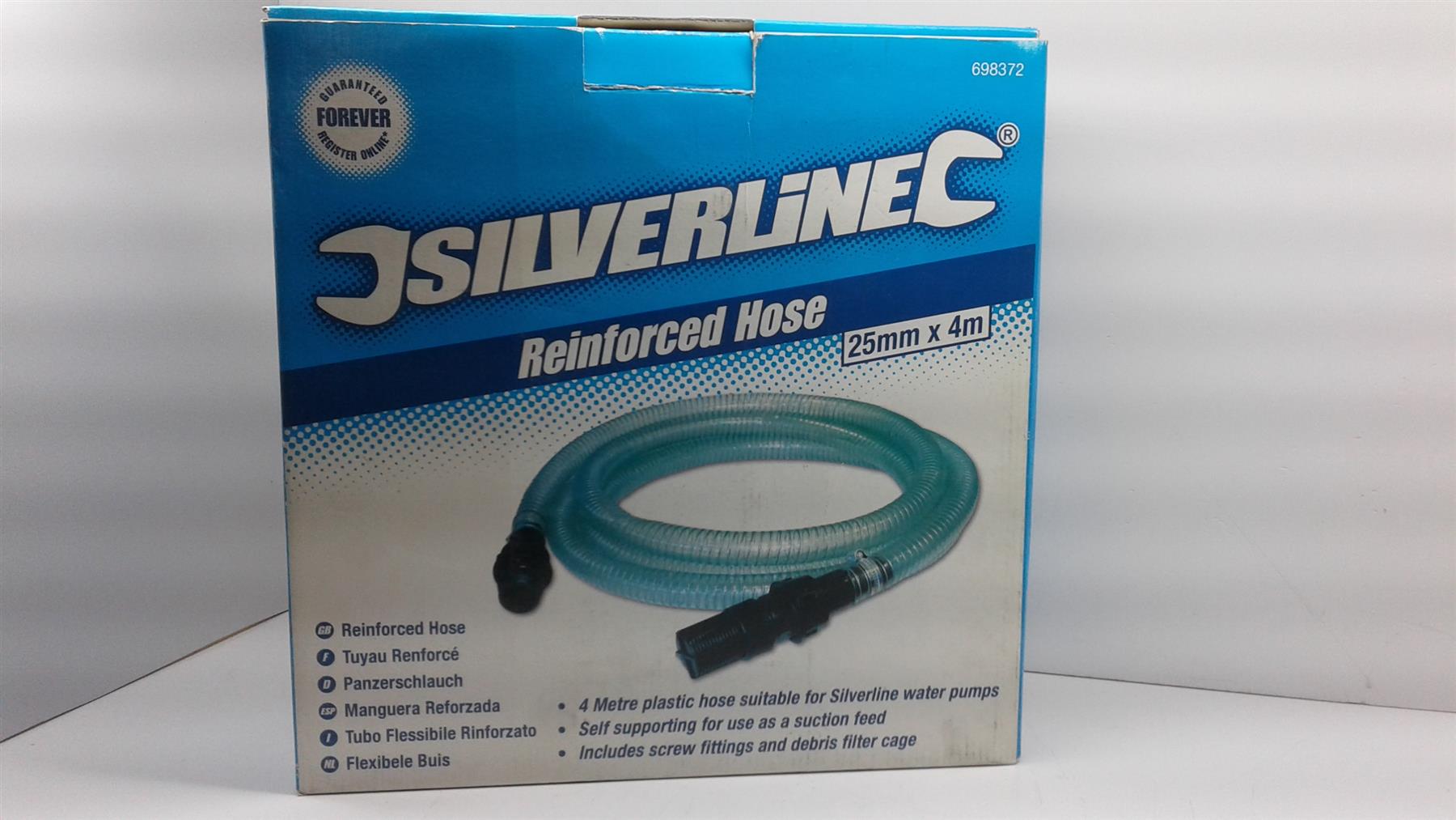 Hose REINFORCED 25mm x 4m silverline 698372