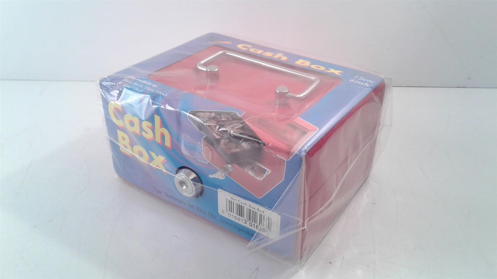 Red 150x120x75mm Cash Boxes Money Box Holder Metal Handle Security Safe Key Lock