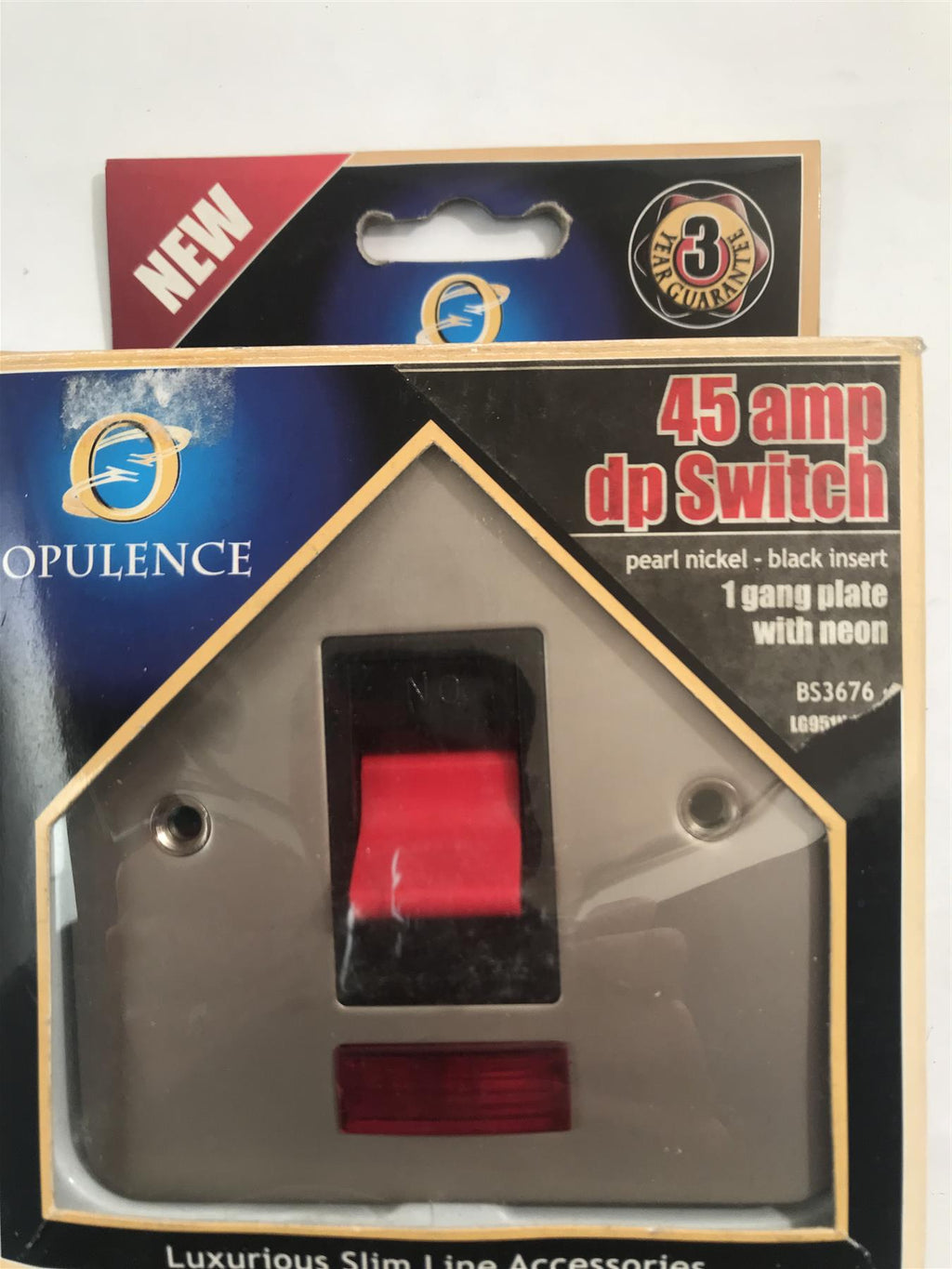 Opulence 45 amp DP Switch 1 Gang Neon Pearl/Nickel Black Insert  LG951N-FPNB
