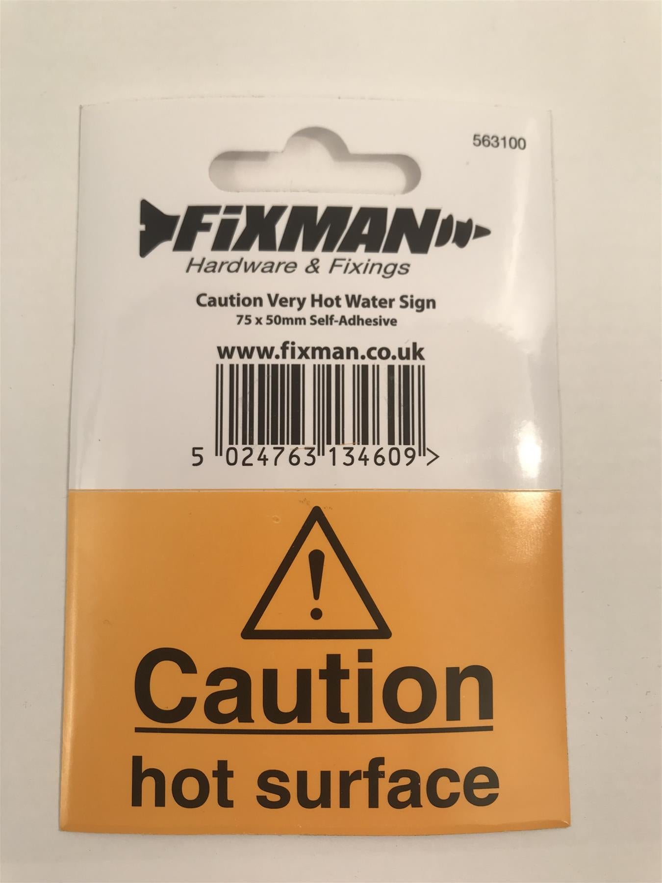 Fixman 563100 Self-Adhesive Caution Hot Surface Sign 75 x 50mm