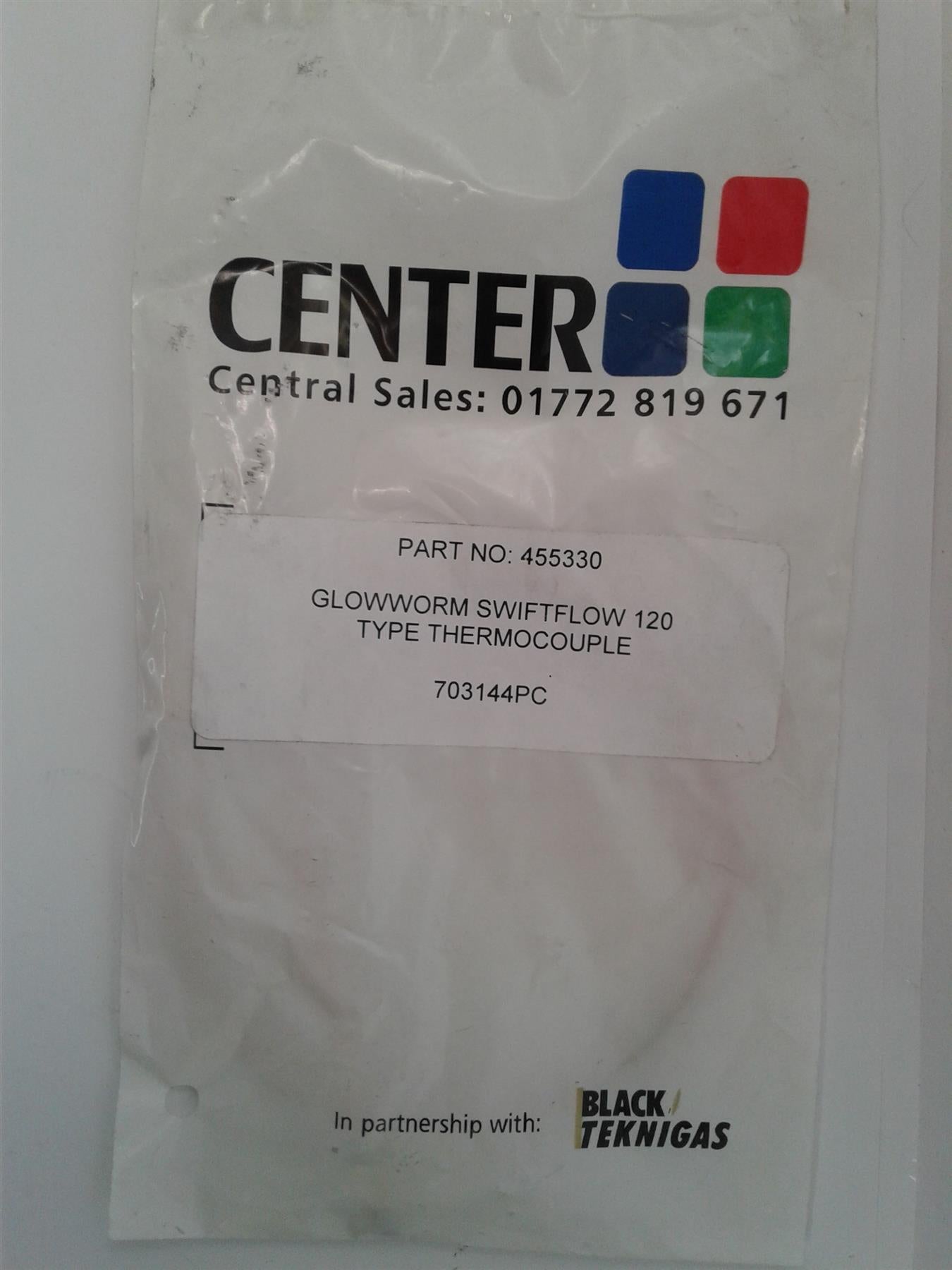 NEW CENTER THERMOCOUPLE GLOWWORM  SWIFTFLOW 120 Type 703144PC 45530