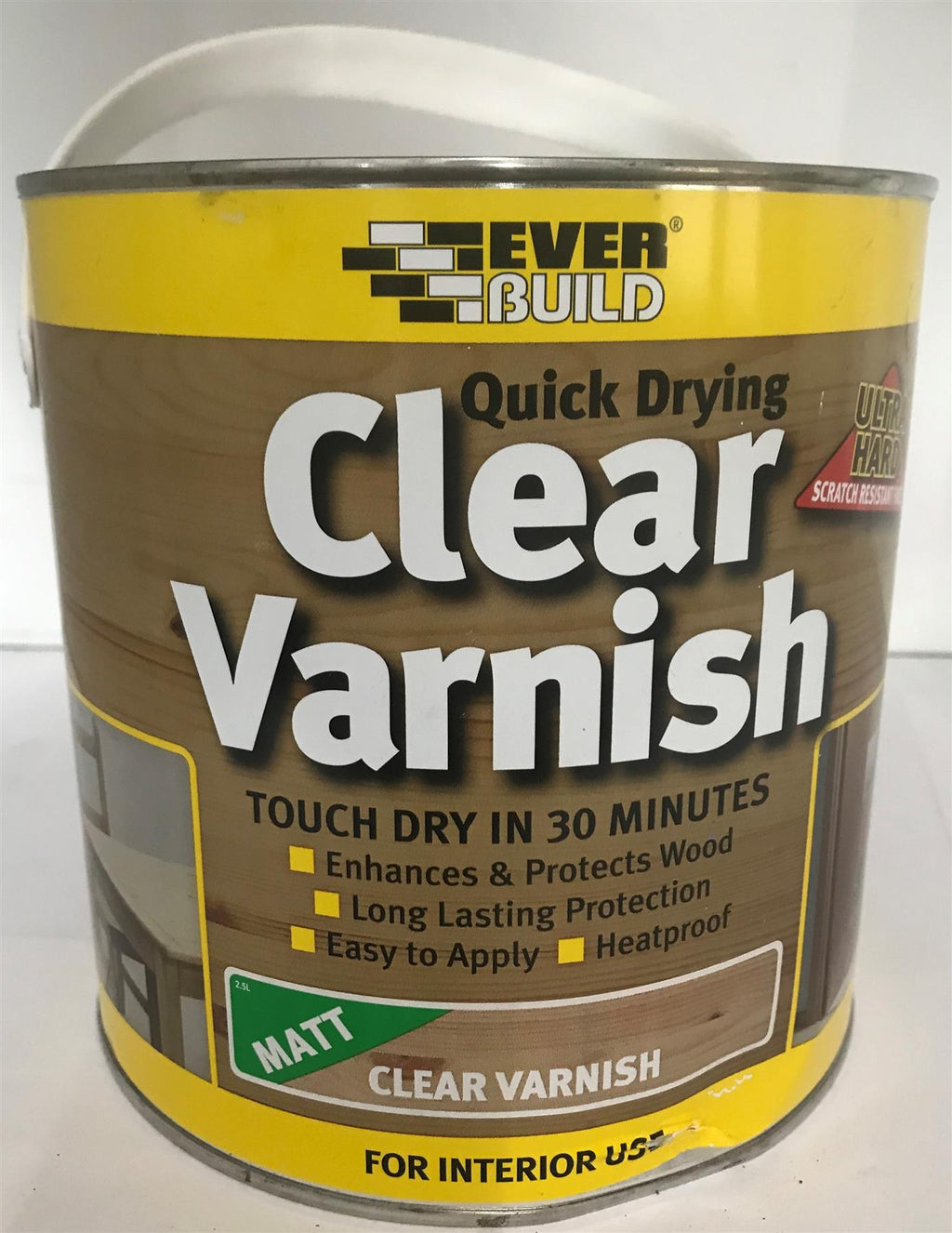 Everbuild Quick Drying Matt Clear Varnish 2.5 Ltr