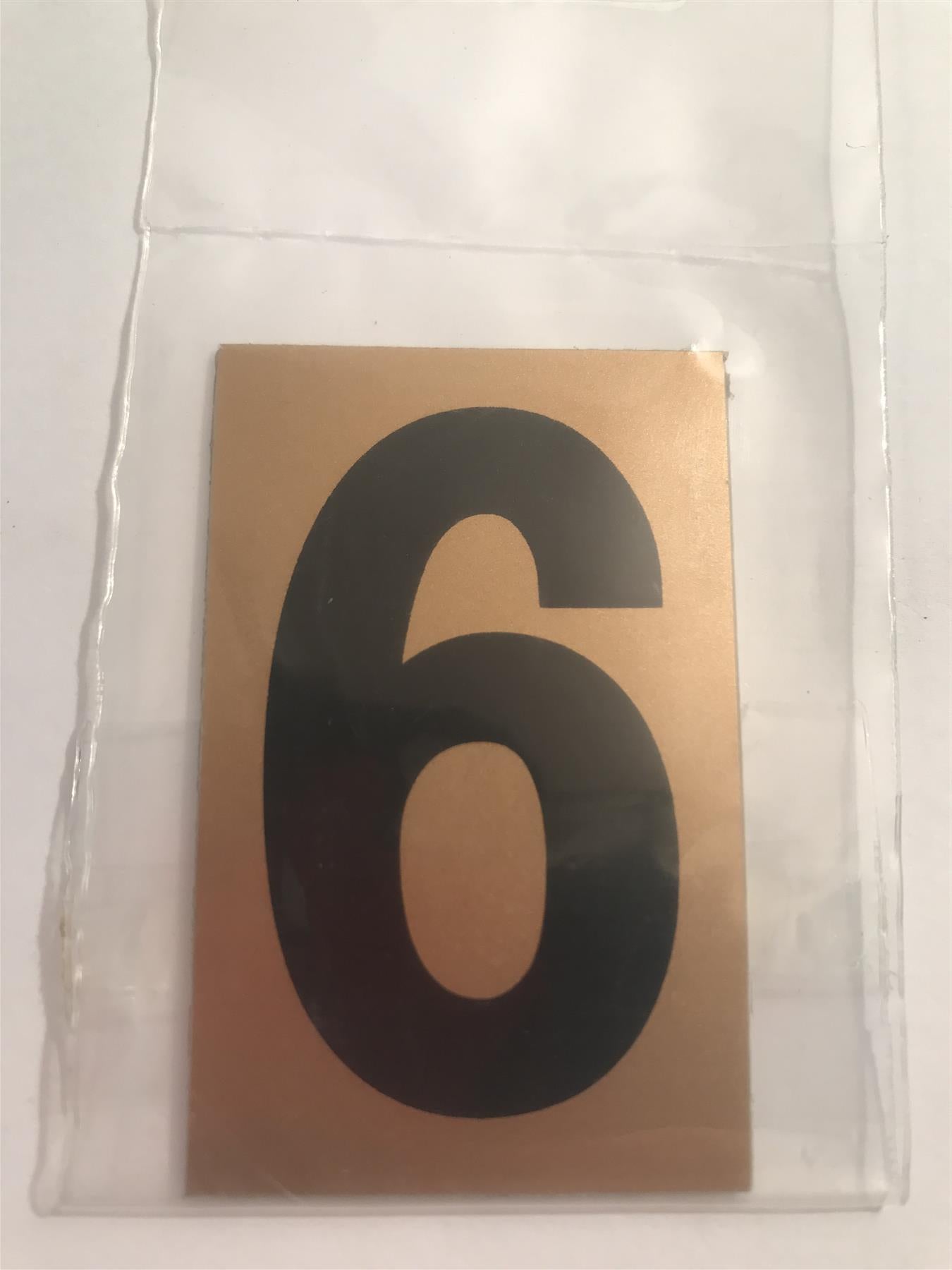 Gold/Black Number 6 Self Adhesive 1" x 2"