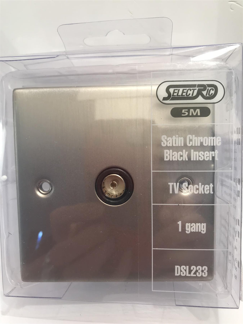Satin Chrome Black Insert TV Socket 1 Gang DSL233