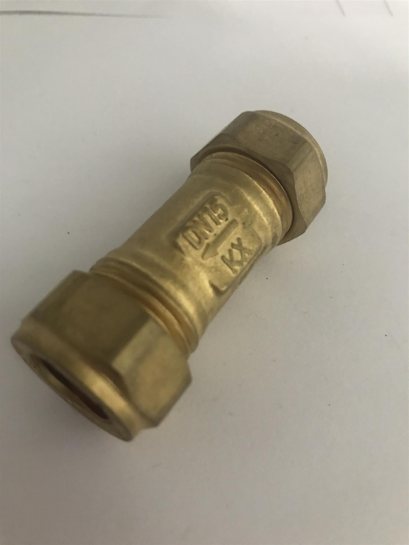 15mm Brass Single Check Valve - Non Return Valve DN15  EN1254-2