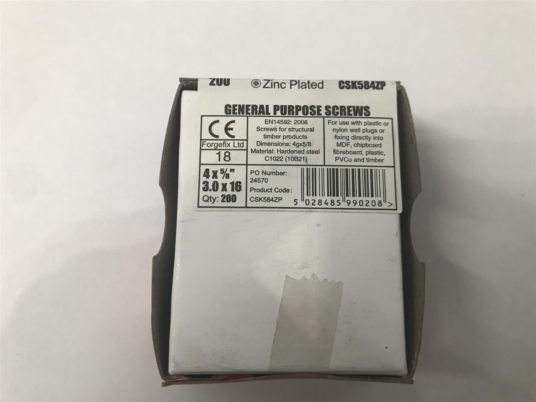 Forgefix General Purpose Pozi Screw CSK584ZP 4 x 5/8 Box 200