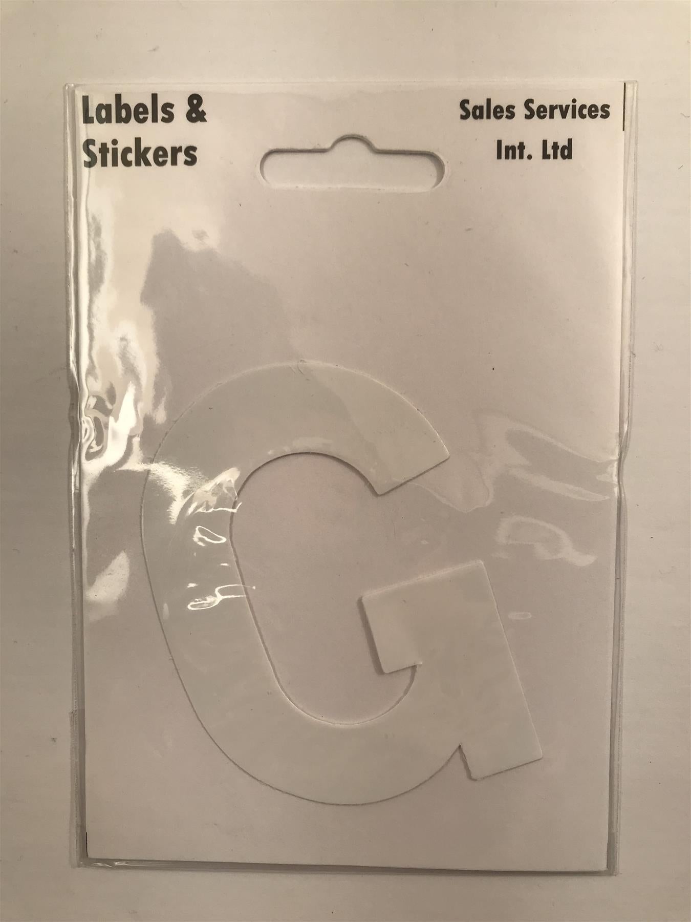 White Letter G Self  Adhesive Waterproof Sticker 8 x 6cm
