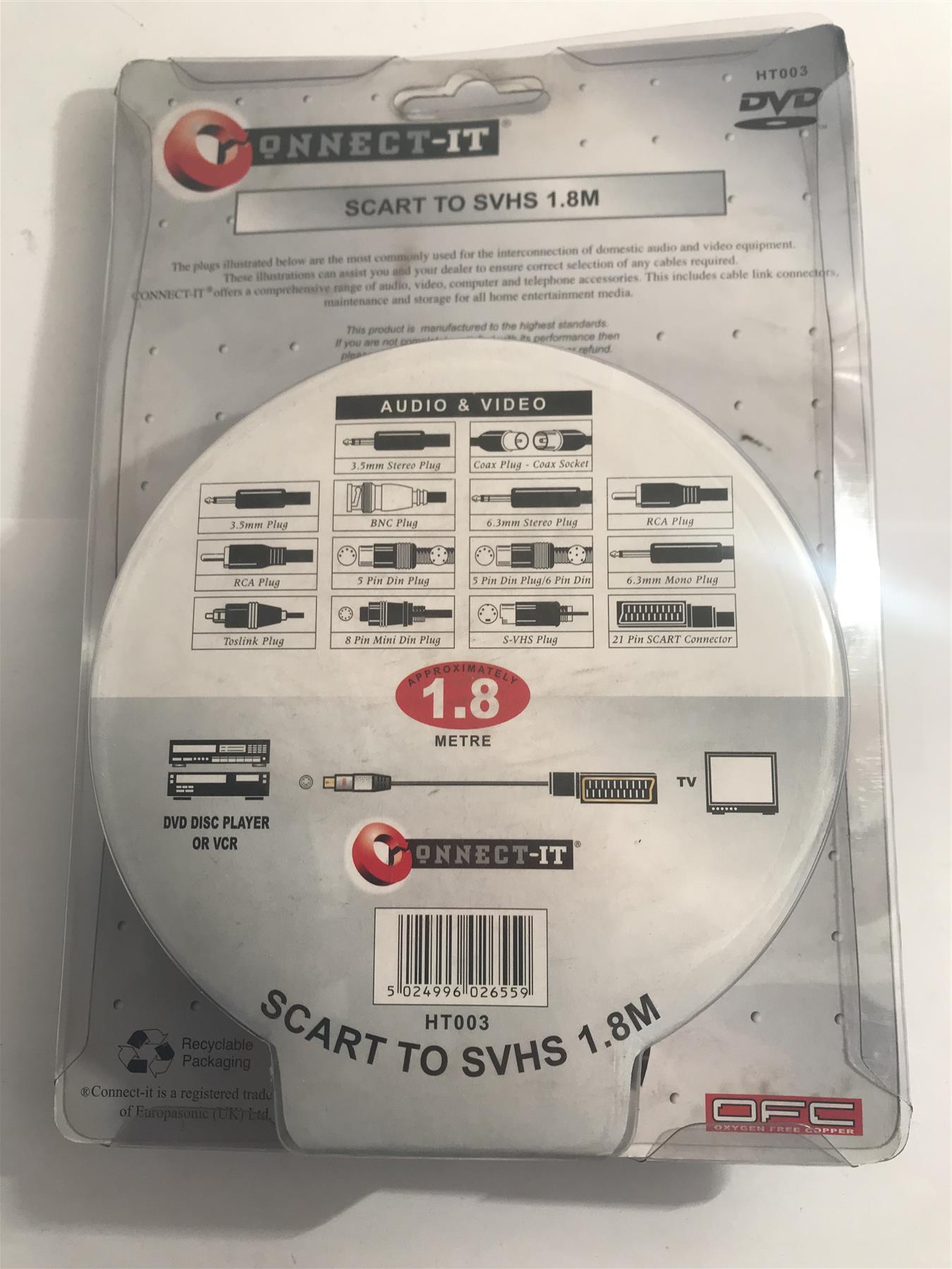 Connect-It Home Theatre Scart to SVHS 4 Pin Male Connector  HT0031.8m