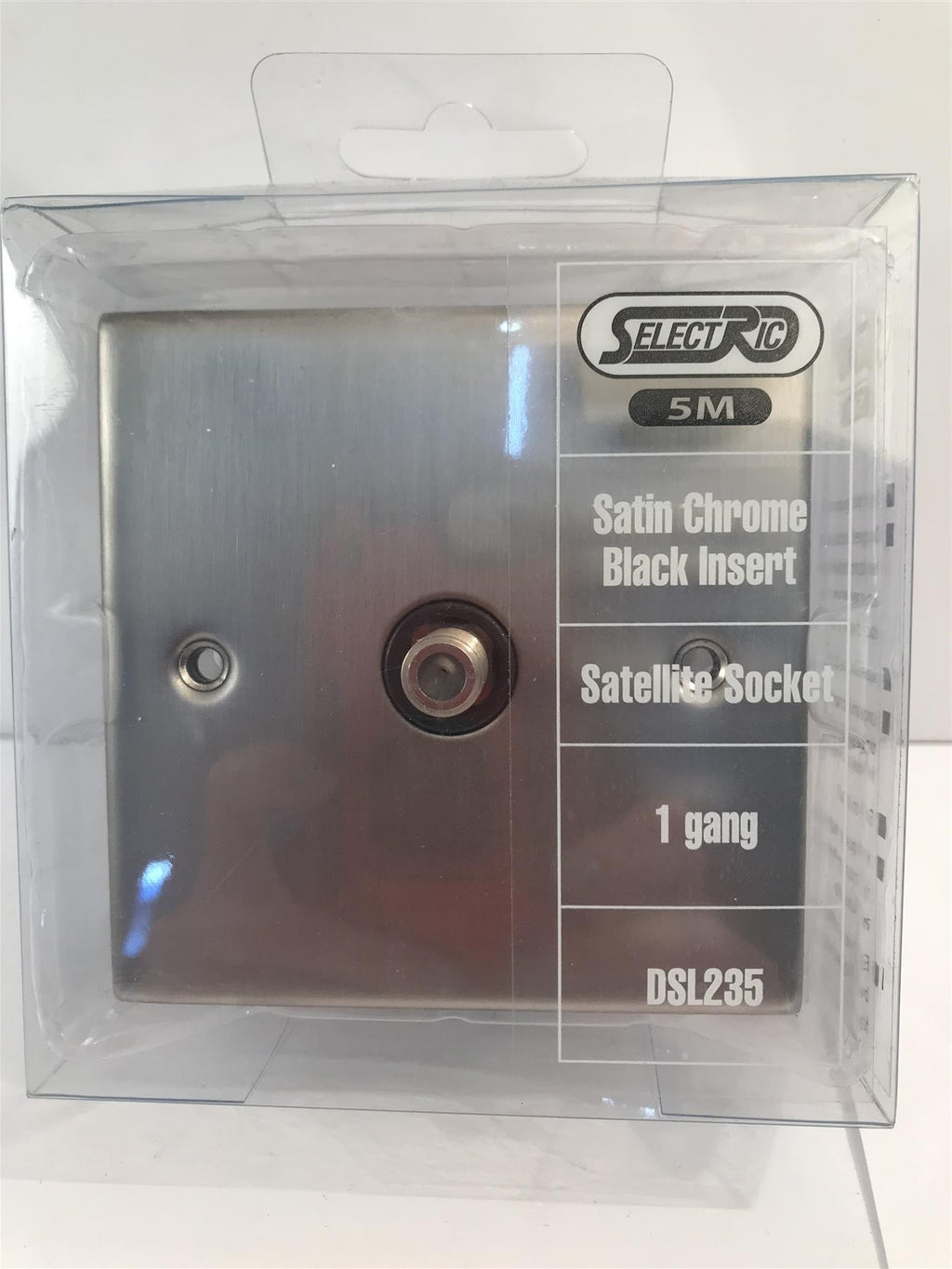 Selectric Satin Chrome Black Insert DSL235 - 1 Gang Satellite Socket -