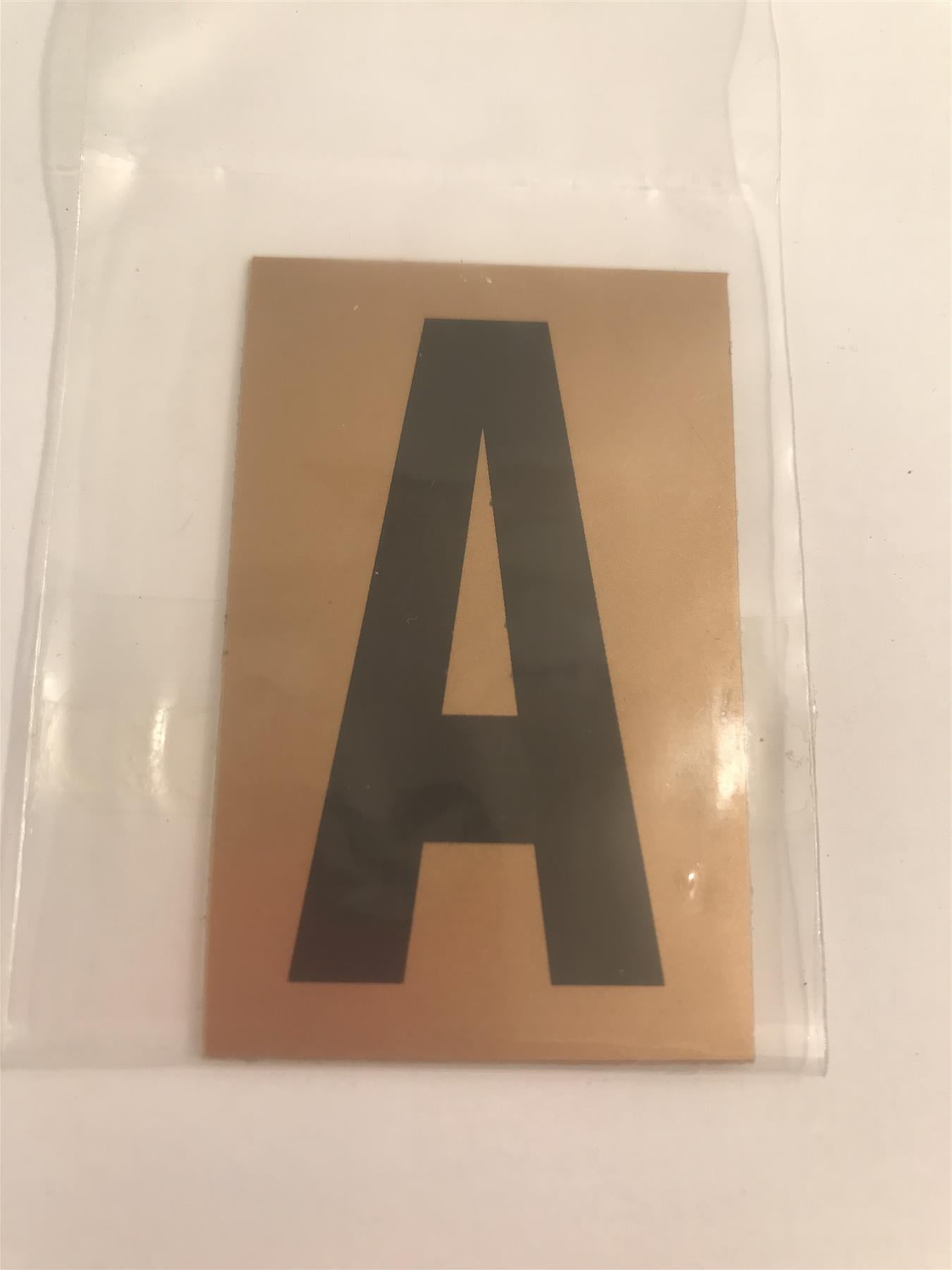 Gold/Black Letter A Self Adhesive 1" x 2"