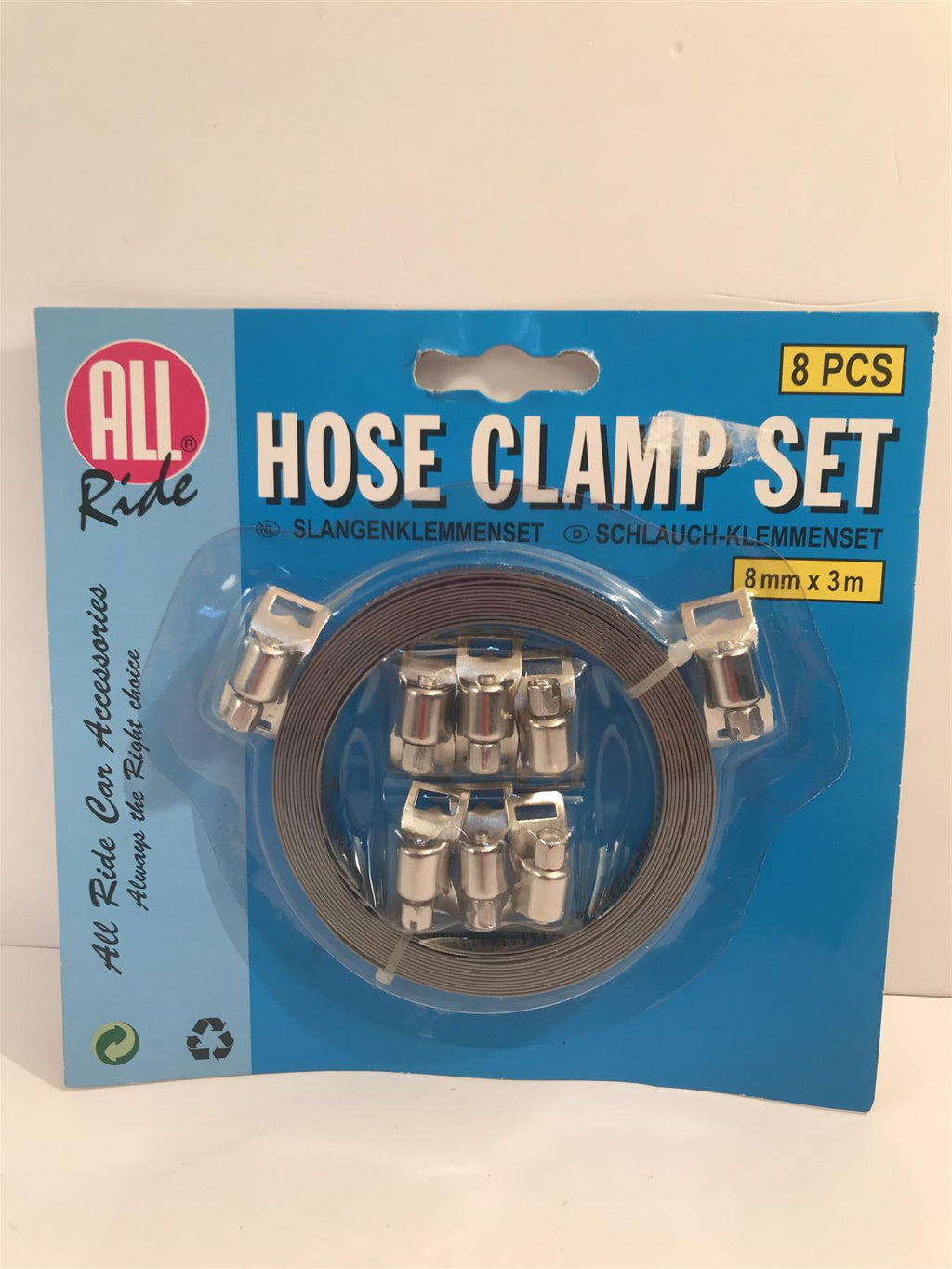 All Ride 8pc Hose Clamp Set 8mm x 3m