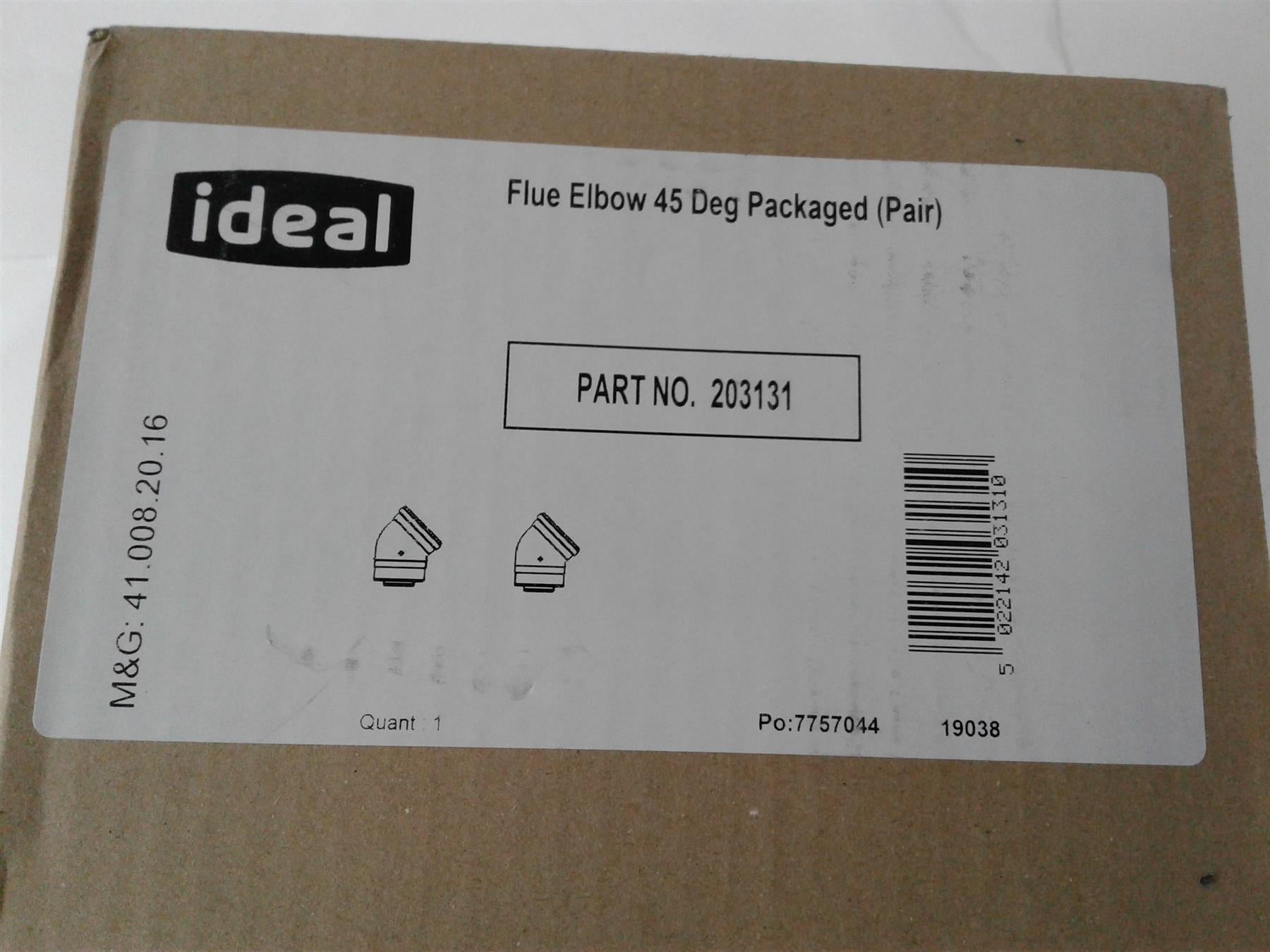 New Ideal 203131 Flue Elbow 45 Deg Packaged Pair 60/100mm (2)