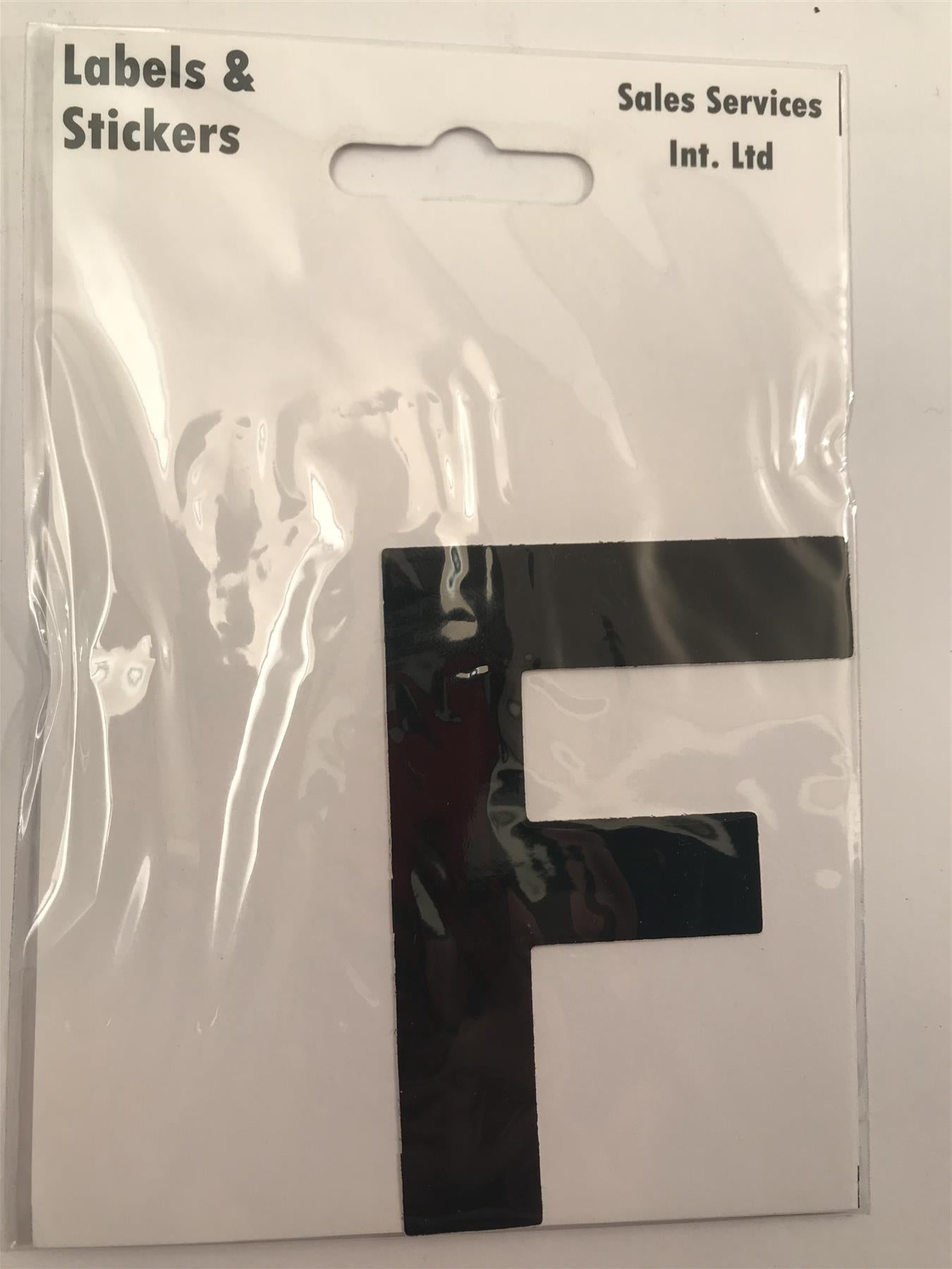 Black Letter F Self Adhesive Waterproof Sticker 8 x 6cm