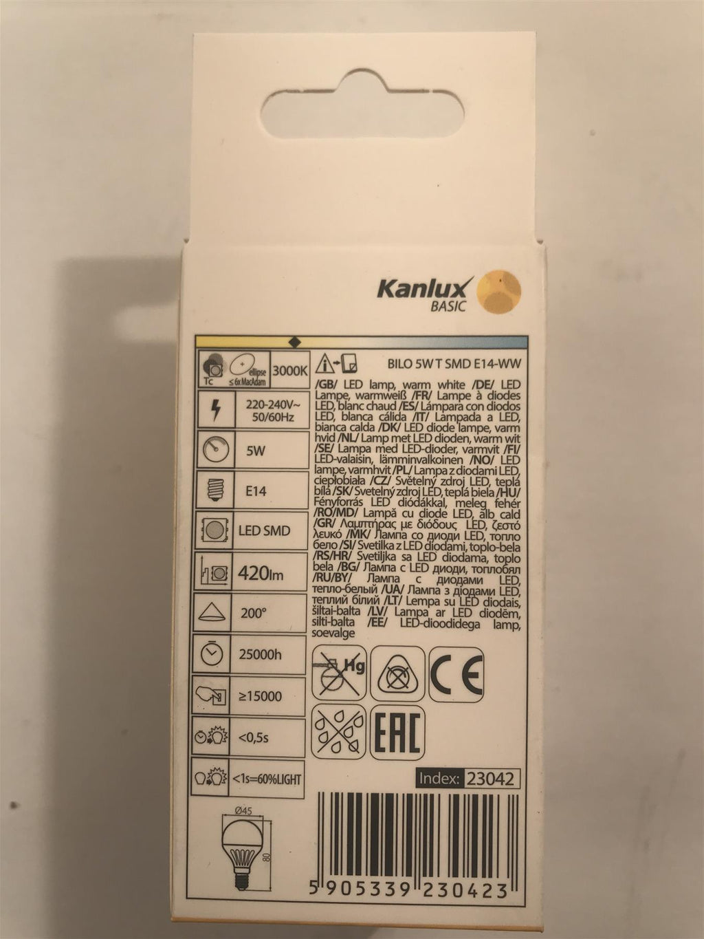 Kanlux BILO 5W T SMD E14-WW LED Gold Ball Lamp 420lm 3000k  23042