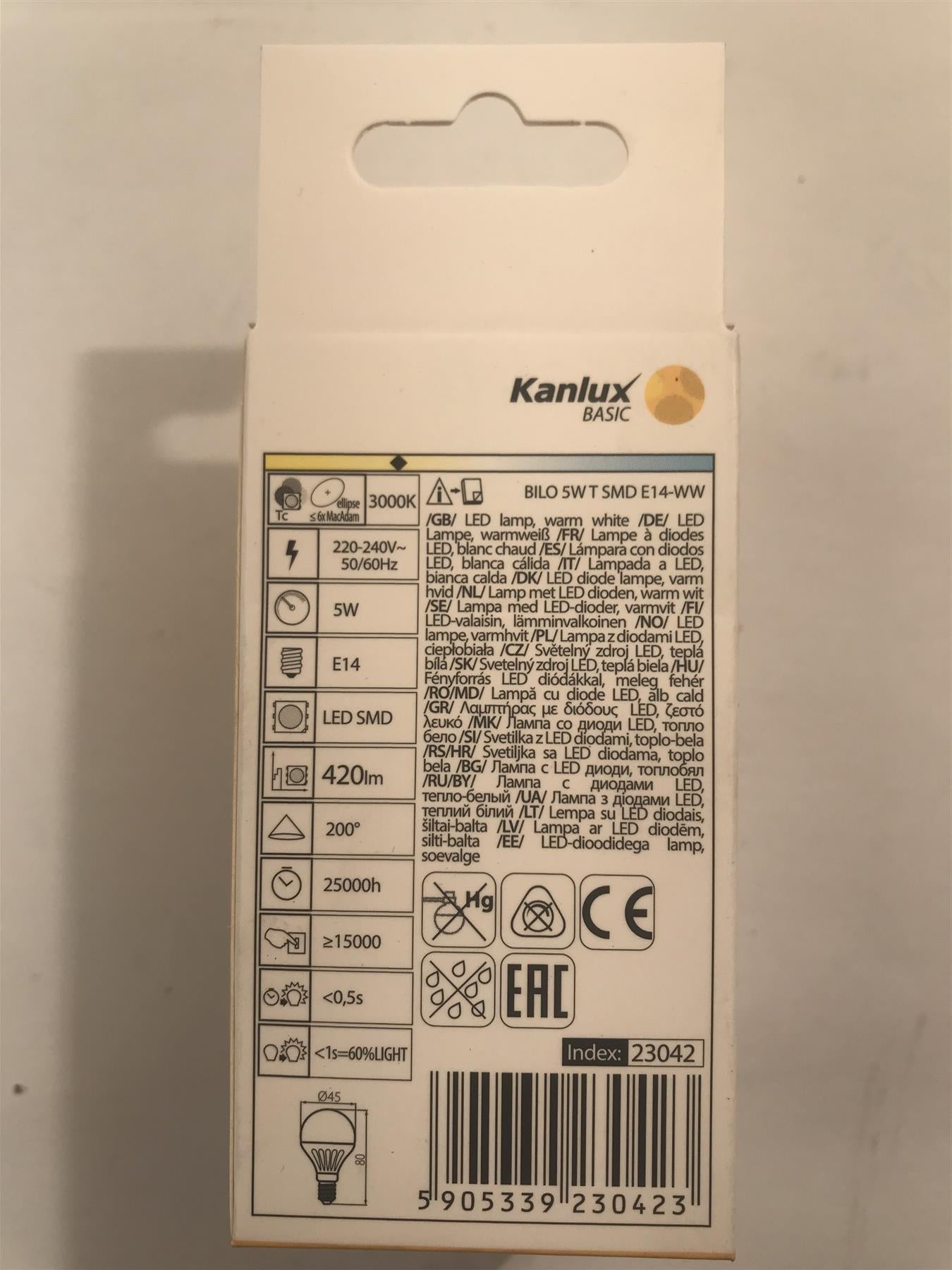 Kanlux BILO 5W T SMD E14-WW LED Gold Ball Lamp 420lm 3000k  23042