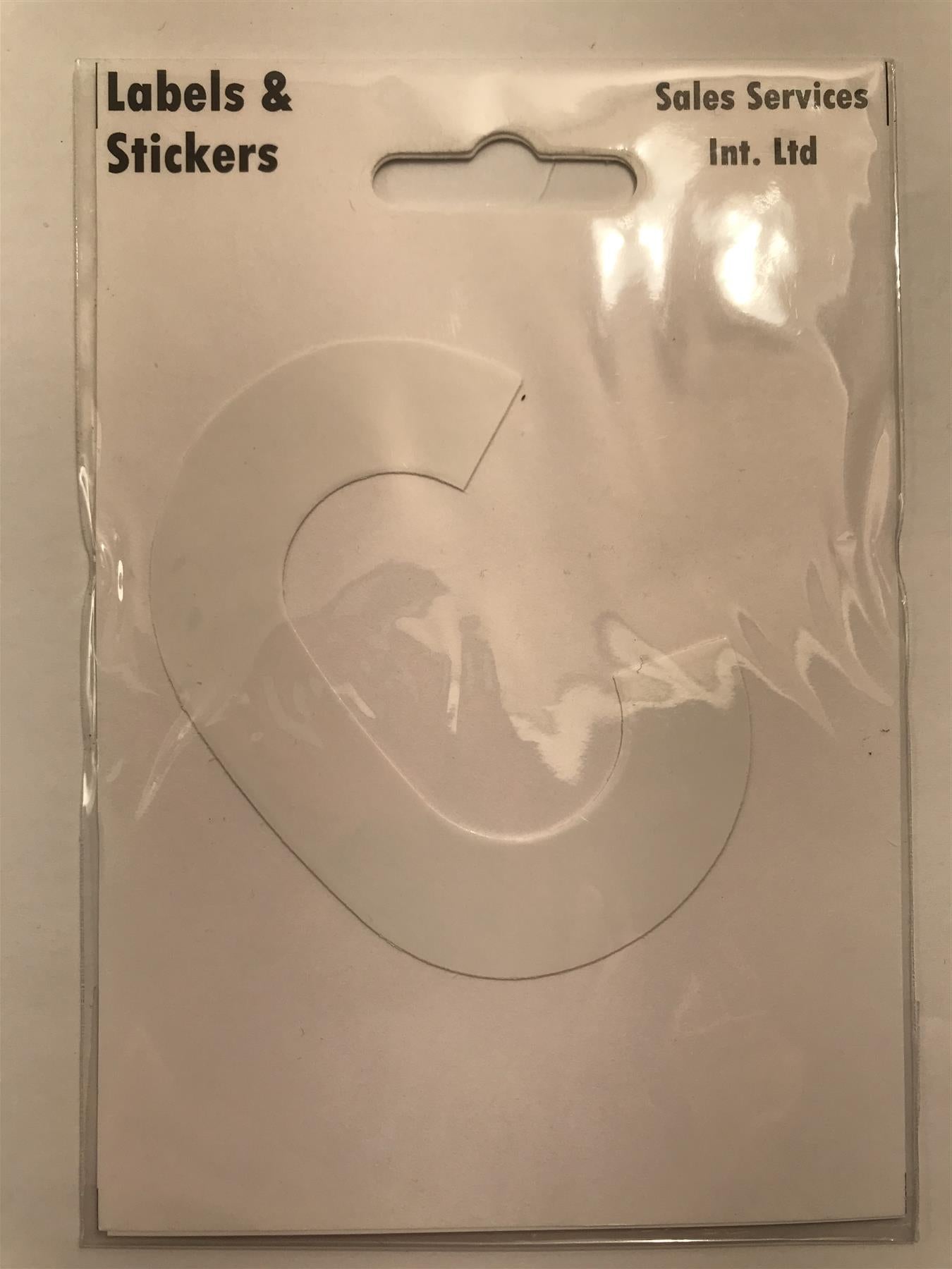 White Letter C Self  Adhesive Waterproof Sticker 8 x 6cm