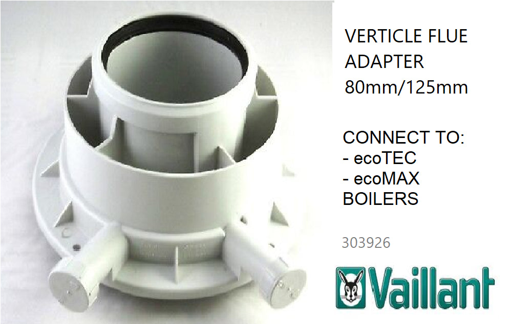 NEW VAILLANT VERTICAL FLUE ADAPTER 80mm/125mm ECO BOILER 303926