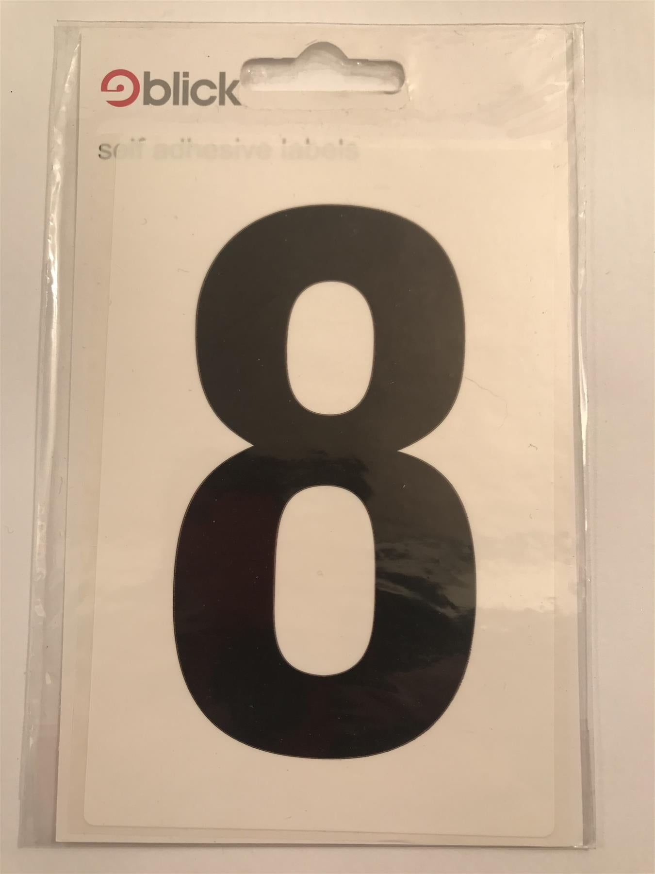 Blick Wheelie Bin Number 8 Black on White Self Adhesive Label 5" x 3 1/2"