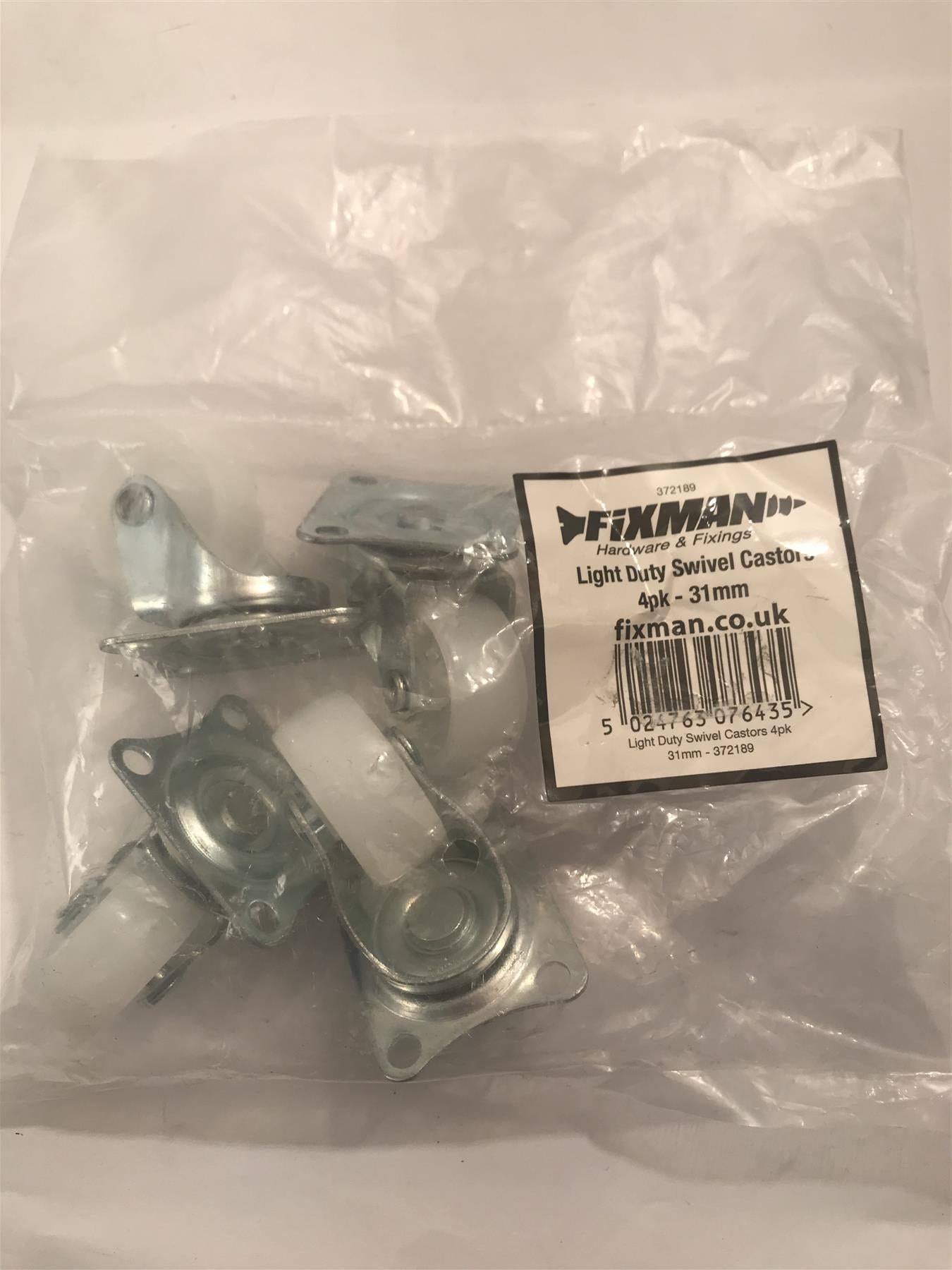Fixman Light Duty Swivel Castors 4pk 31 mm  372189