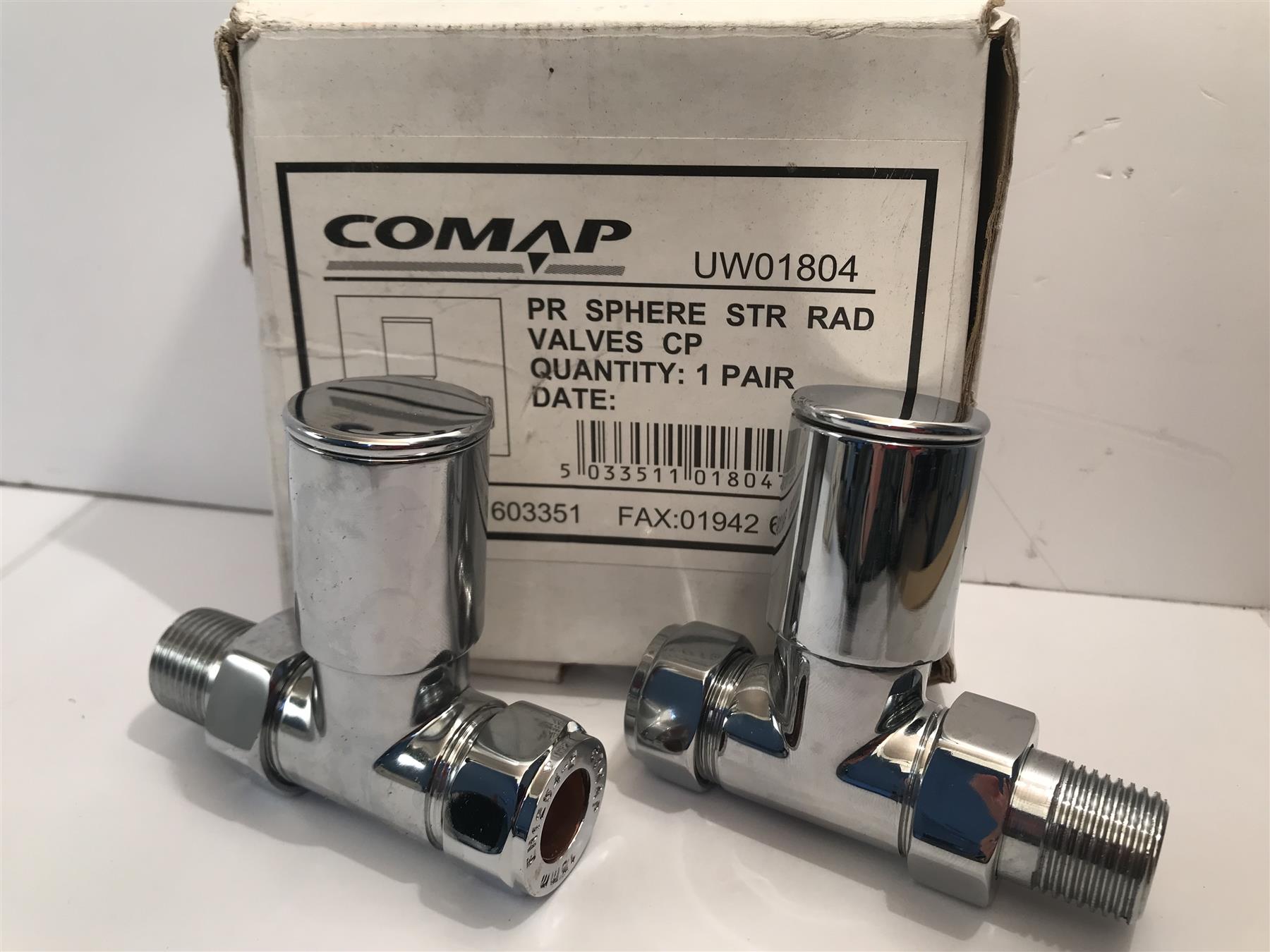 Sphere Chrome Towel Rail Valves Straight 15mm (Pair) UW01804