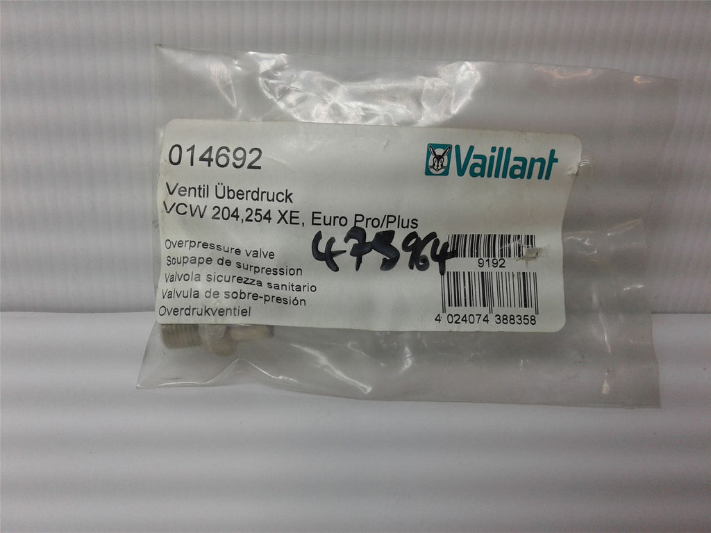 NEW VAILLANT OVER PRESSURE VALVE 014692