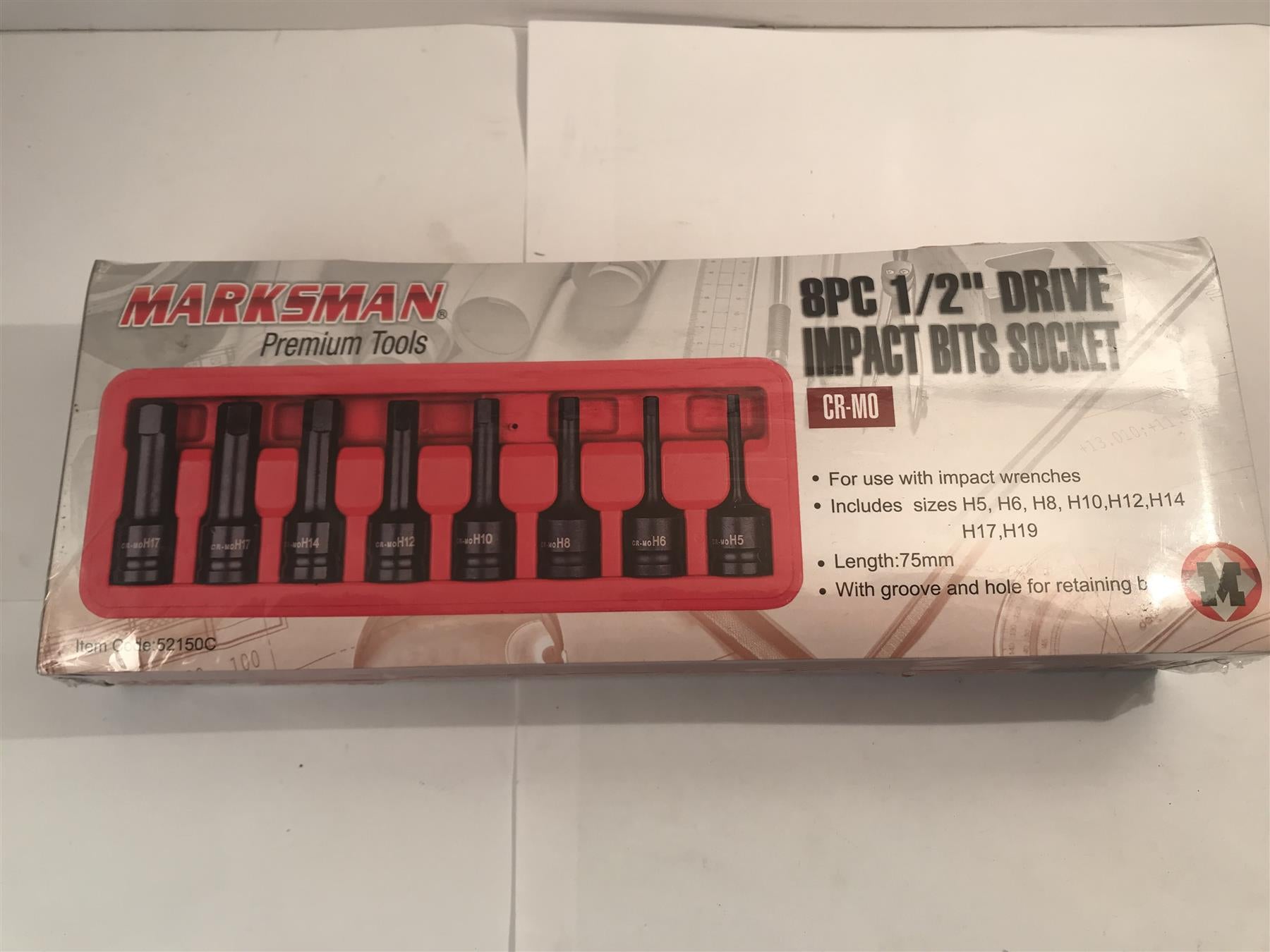 Marksman 8pc 1/2" Drive Bits Socket Set H5 - H19   52150C