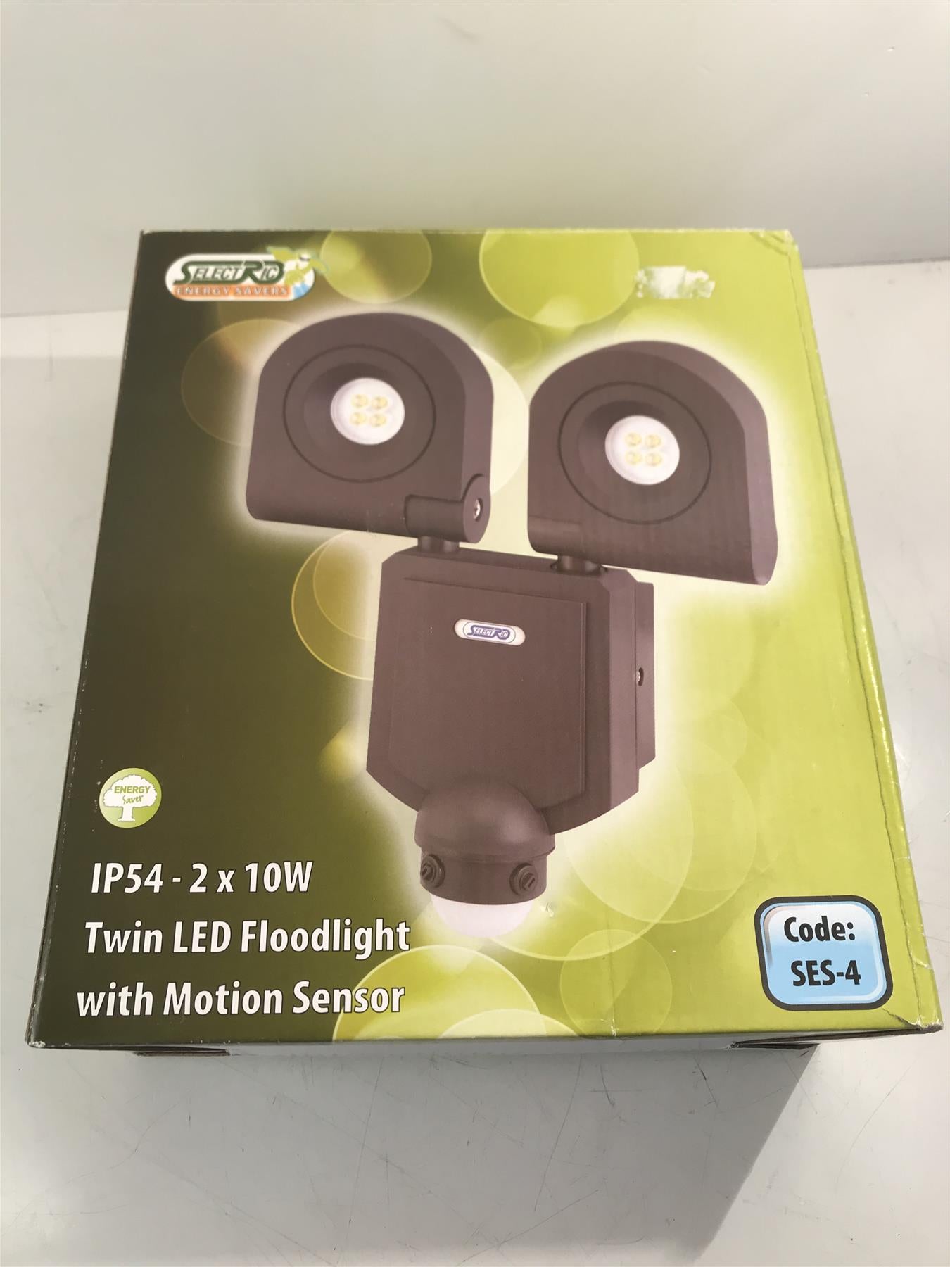Selectric SES-10 IP54 2 x 10W Twin LED Floodlight with motion sensor black