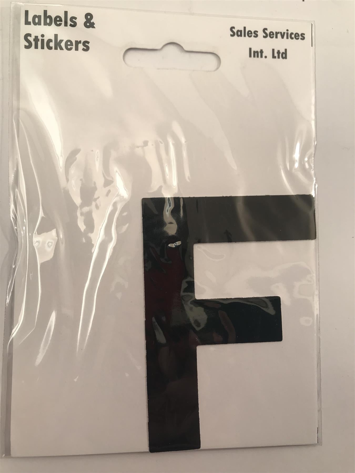 Black Letter F Self Adhesive Waterproof Sticker 8 x 6cm