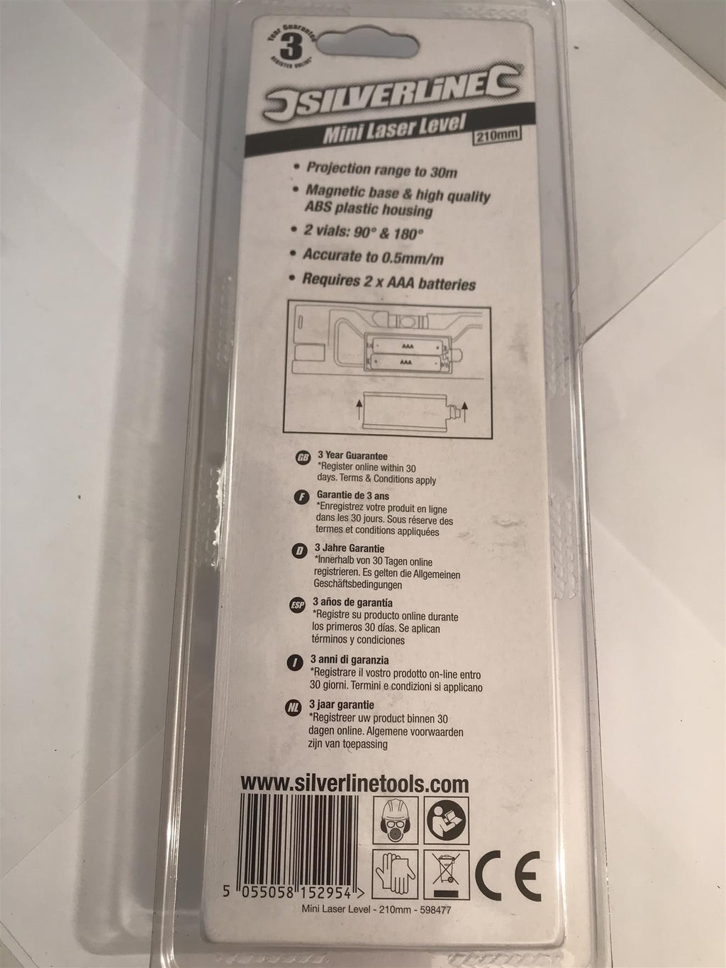 Silverline 598477 Mini Laser Level 210mm