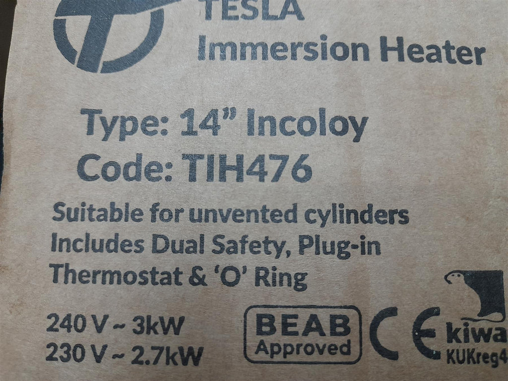 Tesla Immersion Heater 14" Incoloy TIH476