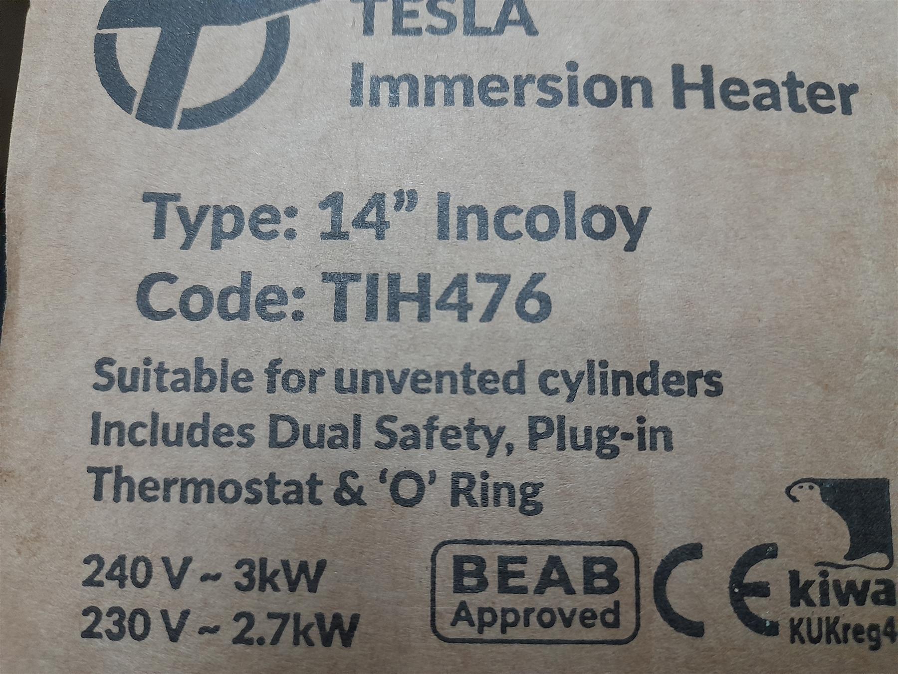 Tesla Immersion Heater 14" Incoloy TIH476