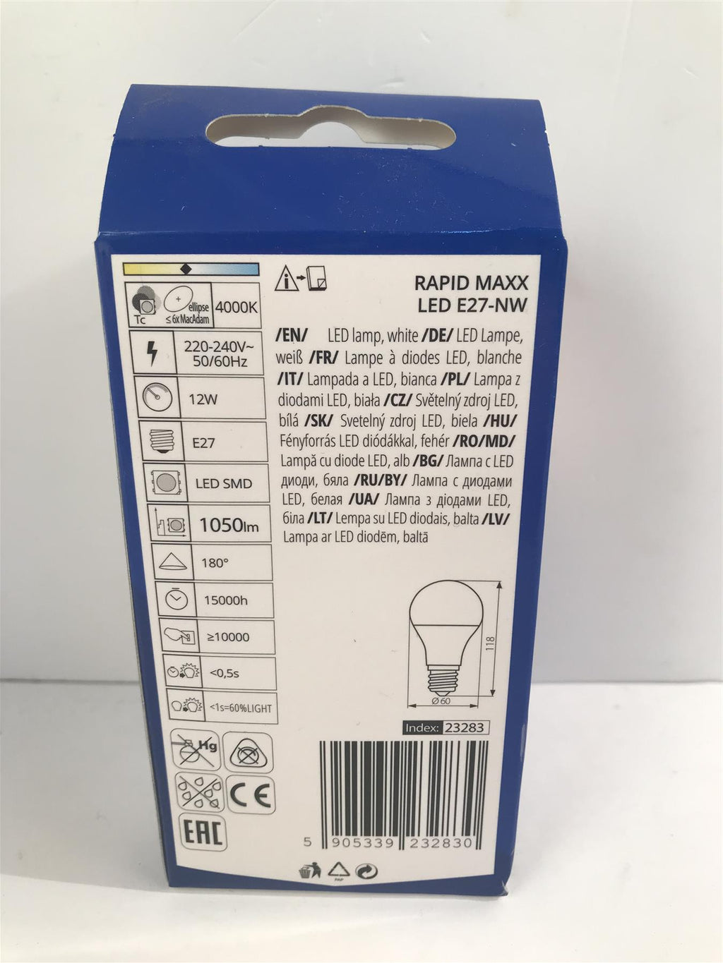 Kanlux Rapid MAXX 12w LED E27-NW 1050 lm  4000K White  23283